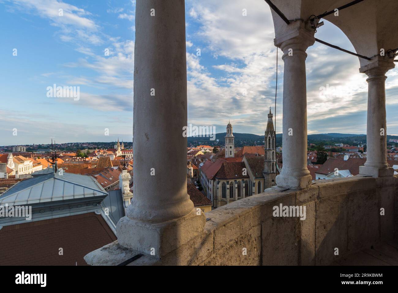 Stadtbild vom Firewatch Tower, Sopron, Ungarn Stockfoto