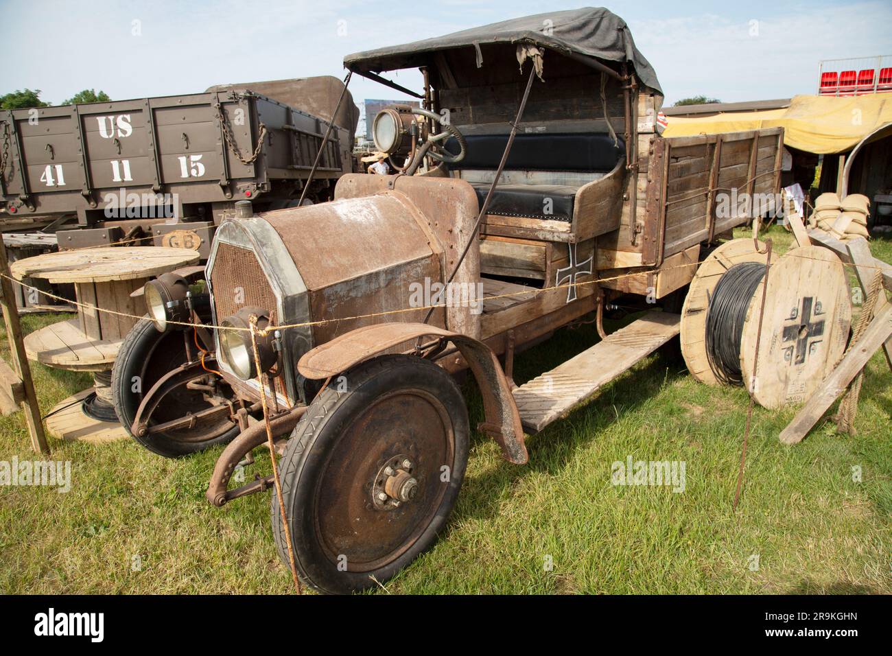 Fiat 18 BL Truck in deutschen Armeefarben. Tankfest 23, Bovington. UK Stockfoto