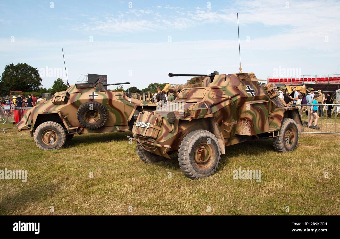 SD.Kfz. 222 Leichter Panzerspähwagen, ein deutsches: Leichtgepanzertes Aufklärungsfahrzeug. Tankfest 23, Bovington UK Stockfoto