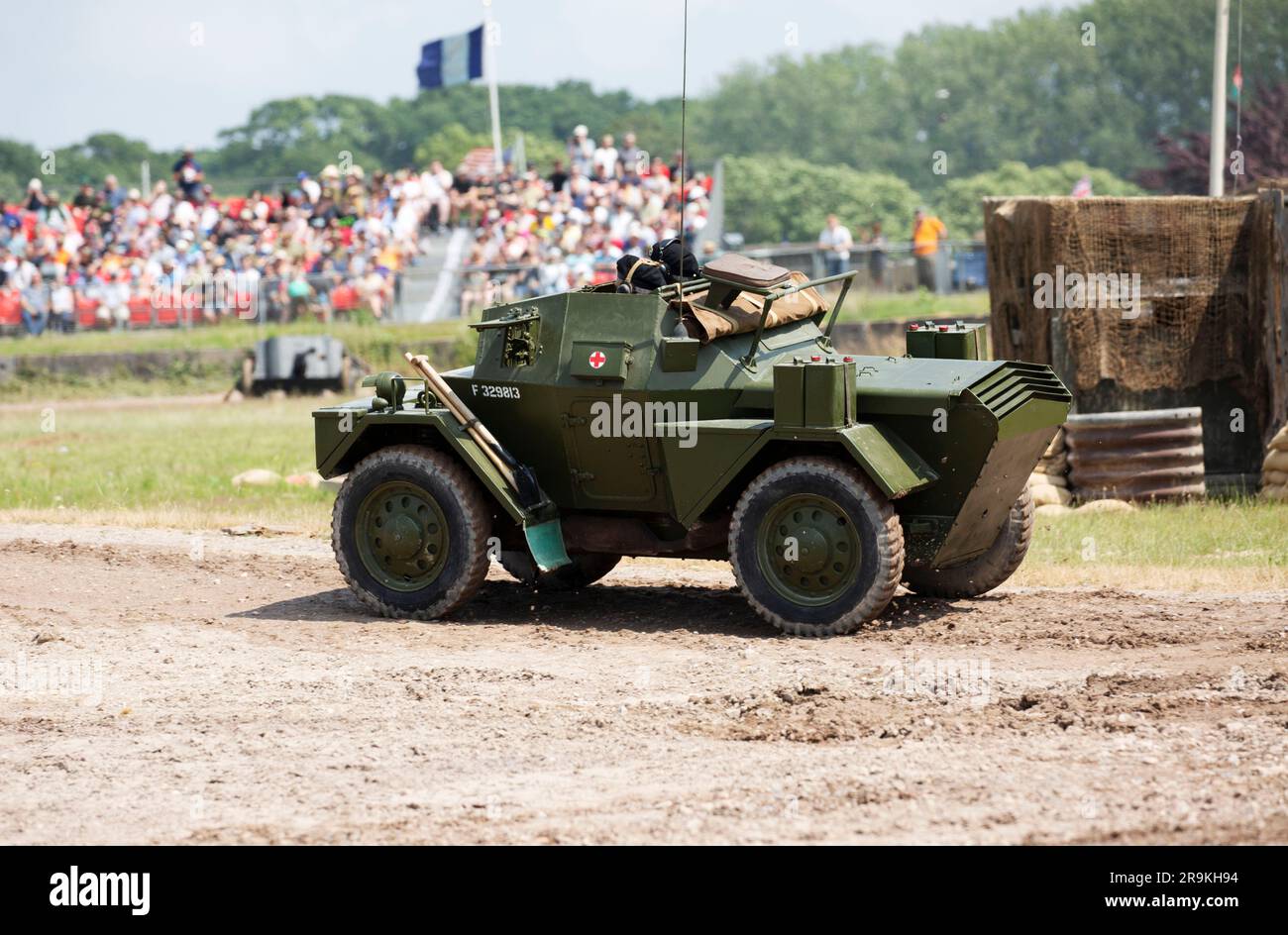 Daimler Dingo Scout Car war ein britisches leichtes, schnelles Aufklärungsfahrzeug mit Allradantrieb, das auch als Verbindungsglied während des zweiten Weltkriegs in Bovington, Großbritannien, eingesetzt wurde Stockfoto