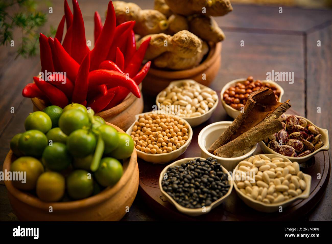 Vietnamesische Jahreszeiten und Gewürze in einer schönen Präsentation Stockfoto