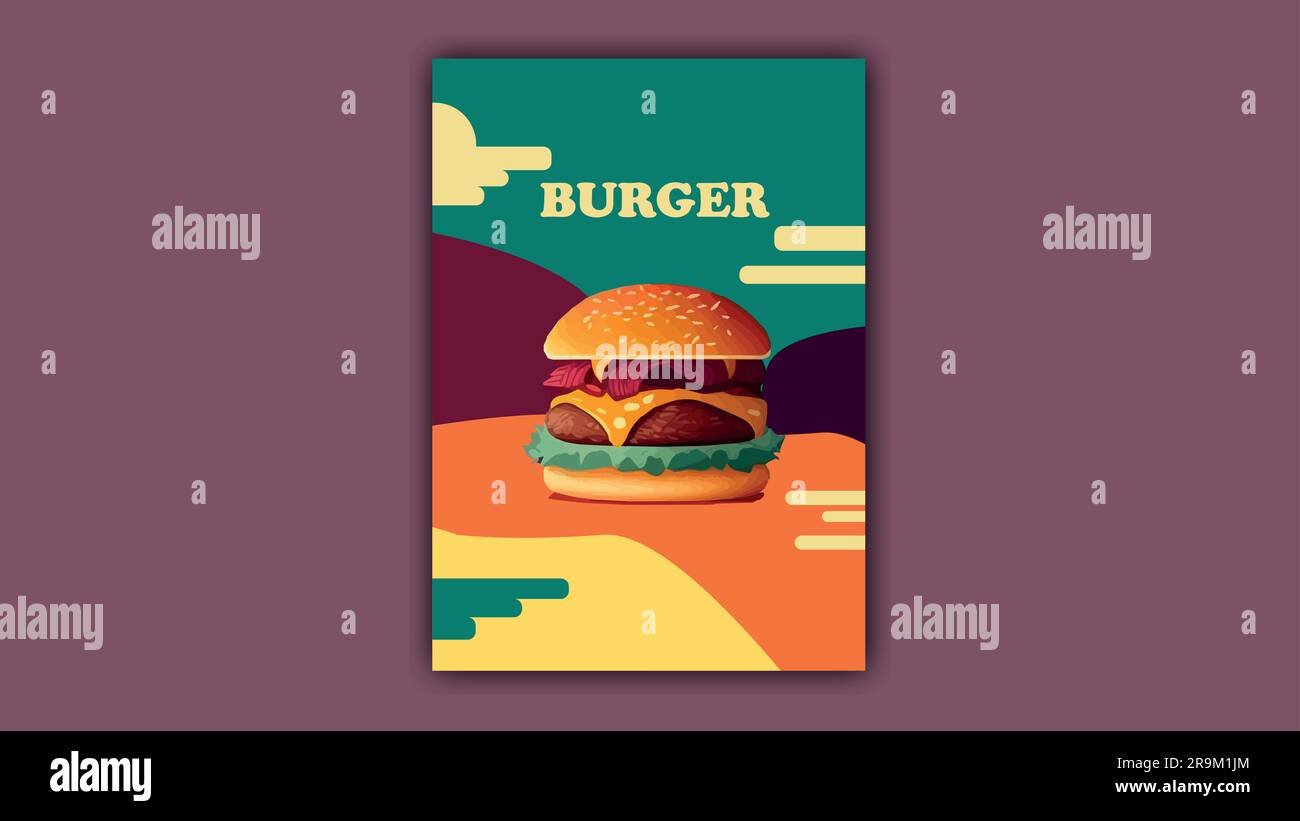 Fast Food oder Burger – Designvorlage für Flyer, Social-Media-Postvorlage Stock Vektor