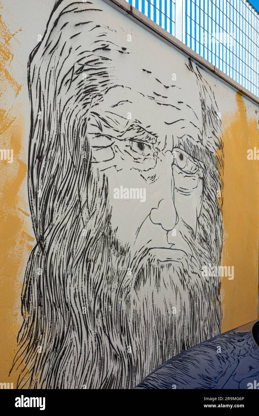 Stilisierte Leonardo da Vinci Street Art in Mailand, italien Stockfoto