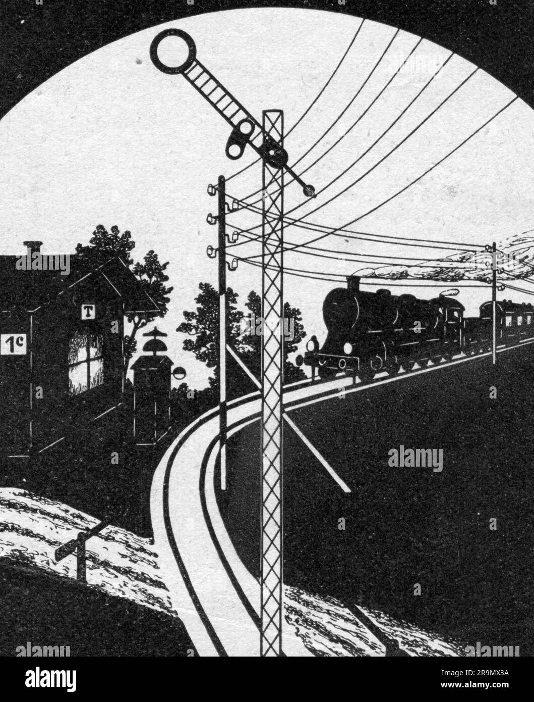 Transport/Transport, Eisenbahn, Signal, grünes Licht, Zeichnung, 1926, ADDITIONAL-RIGHTS-CLEARANCE-INFO-NOT-AVAILABLE Stockfoto