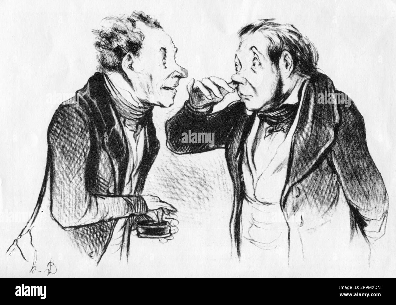Tabak, Schnupftabak, „A la votre sante“ („auf Ihre Gesundheit“), Lithograf von Honore Daumier, Frankreich, ADDITIONAL-RIGHTS-CLEARANCE-INFO-NOT-AVAILABLE Stockfoto