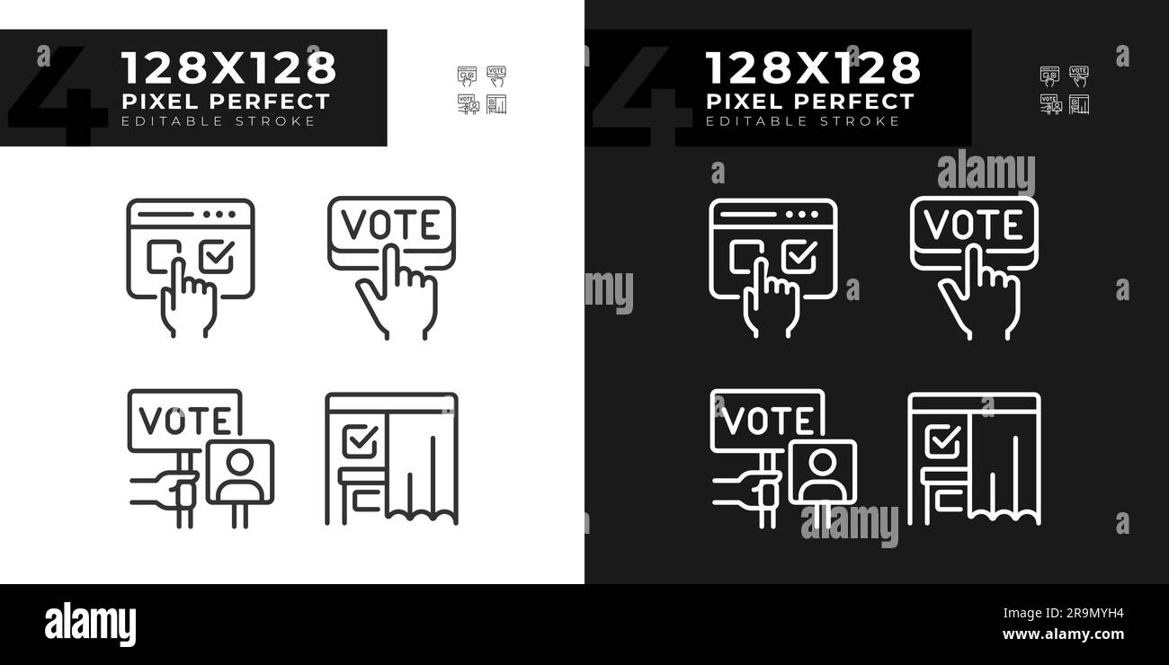 Editierbare Pixel Perfect Abstimmsymbole für den dunklen und hellen Modus Stock Vektor