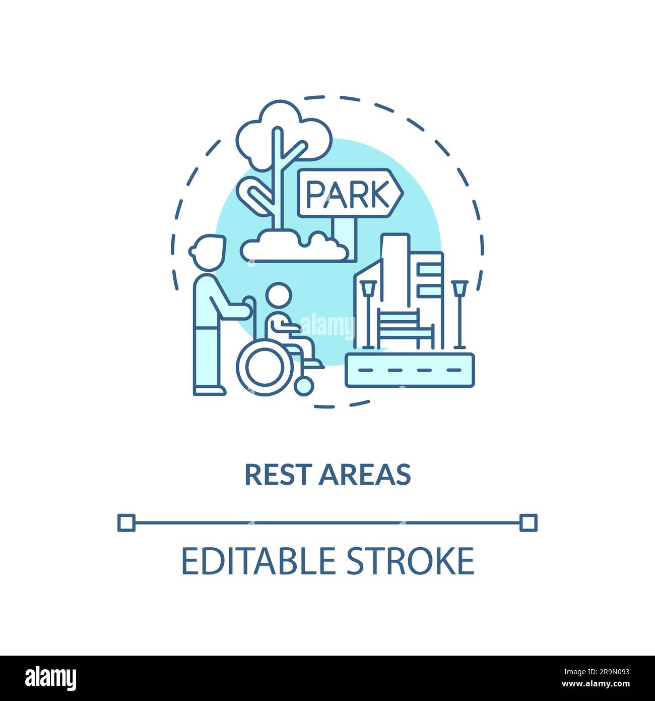 Rastplätze türkisfarbenes Konzept Stock Vektor