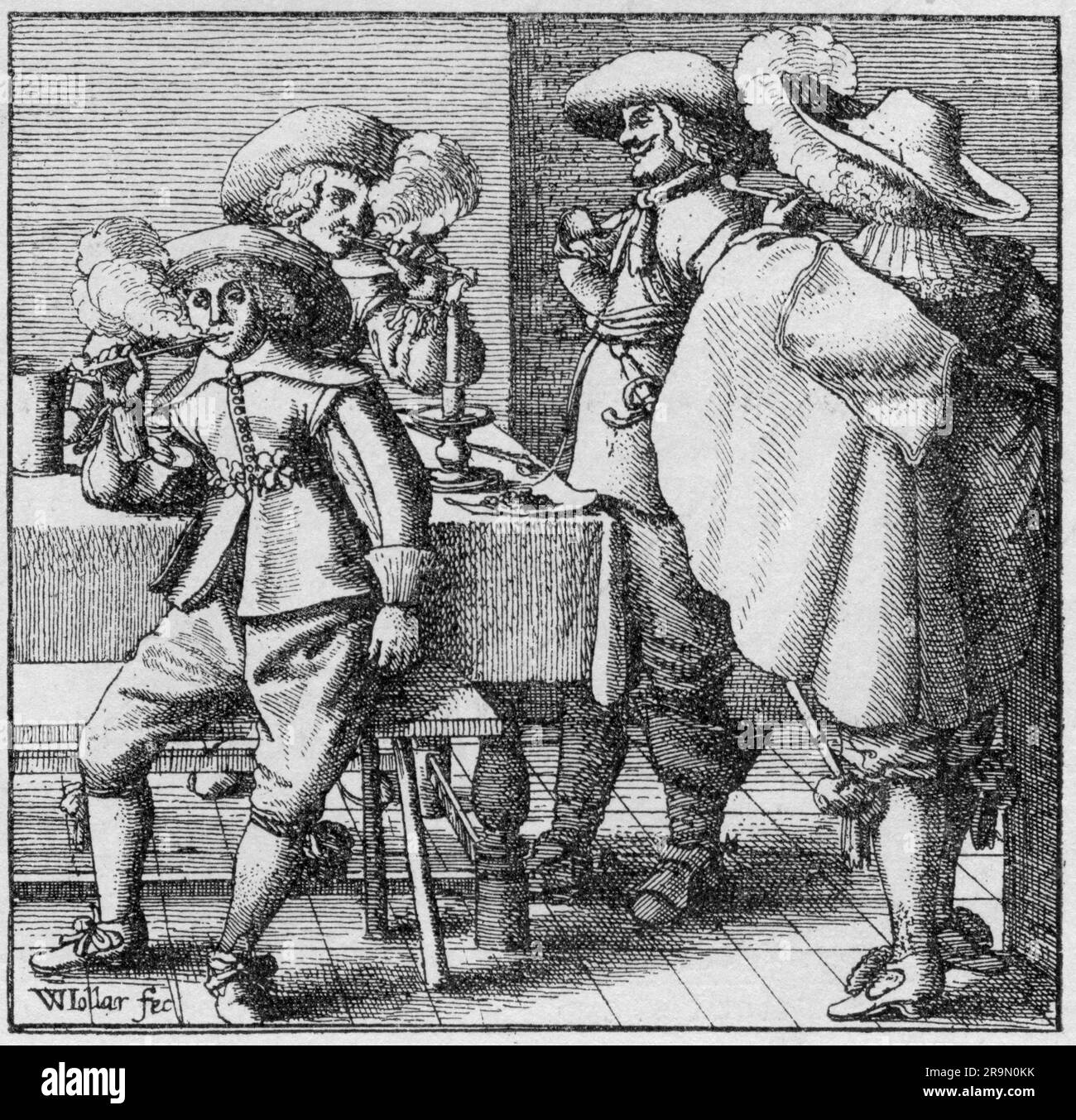 Tabak, Raucher, Ätzen von Wenzel Hollar, England, ca. 1660, Fax, ZUSÄTZLICHE-RECHTE-FREIGABE-INFO-NICHT-VERFÜGBAR Stockfoto