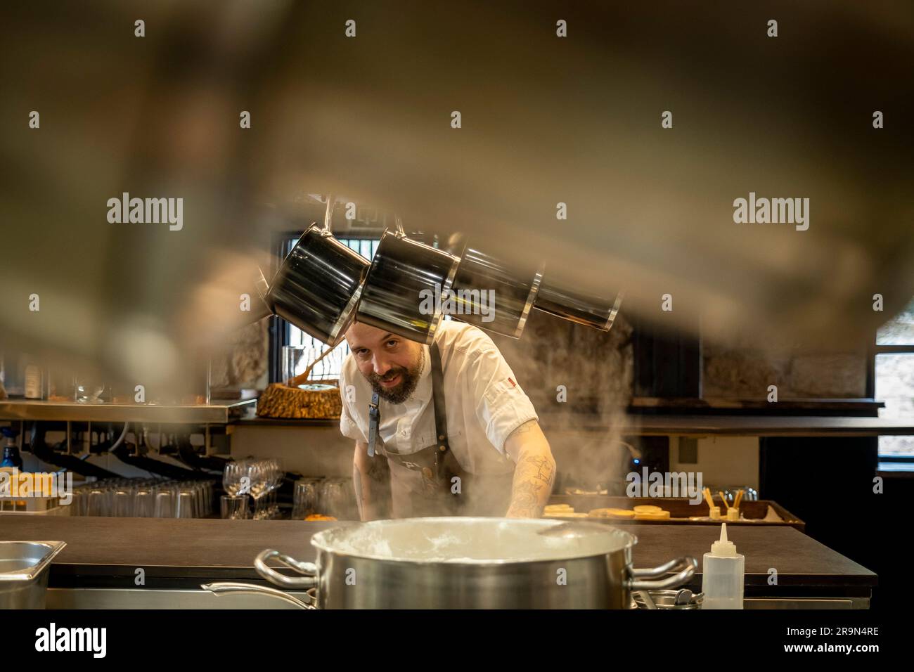 Edorta Lamo, Arre Restaurant Chef, subida al Fronton 46, Kanpezu, Baskenland, Spanien Stockfoto