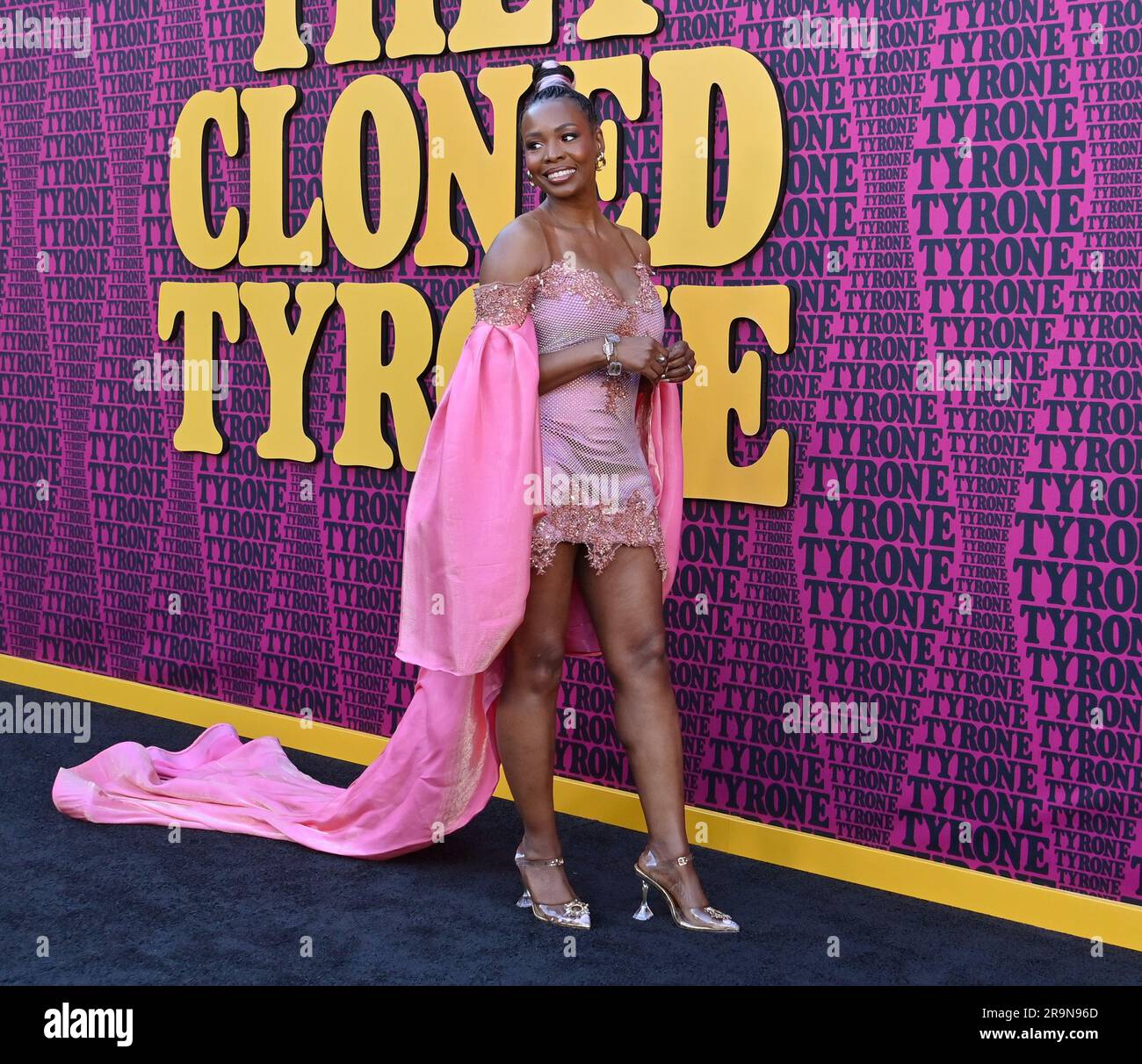 Los Angeles, Usa. 27. Juni 2023. Die Besetzung von Tamberla Perry nimmt am Dienstag, den 27. Juni 2023, an der Premiere des Sci-Fi-Comedy-Thrillers „Them Cloned Tyrone“ auf der Hollywood Post 43 – American Legion in Los Angeles Teil. Storyline: Eine packende Science-Fiction-Mystery-Kaper, in der ein unwahrscheinliches Trio eine Reihe unheimlicher Ereignisse untersucht und sie auf eine schändliche Verschwörung aufmerksam macht, die direkt unter ihrer Haube lauert. Foto: Jim Ruymen/UPI Credit: UPI/Alamy Live News Stockfoto