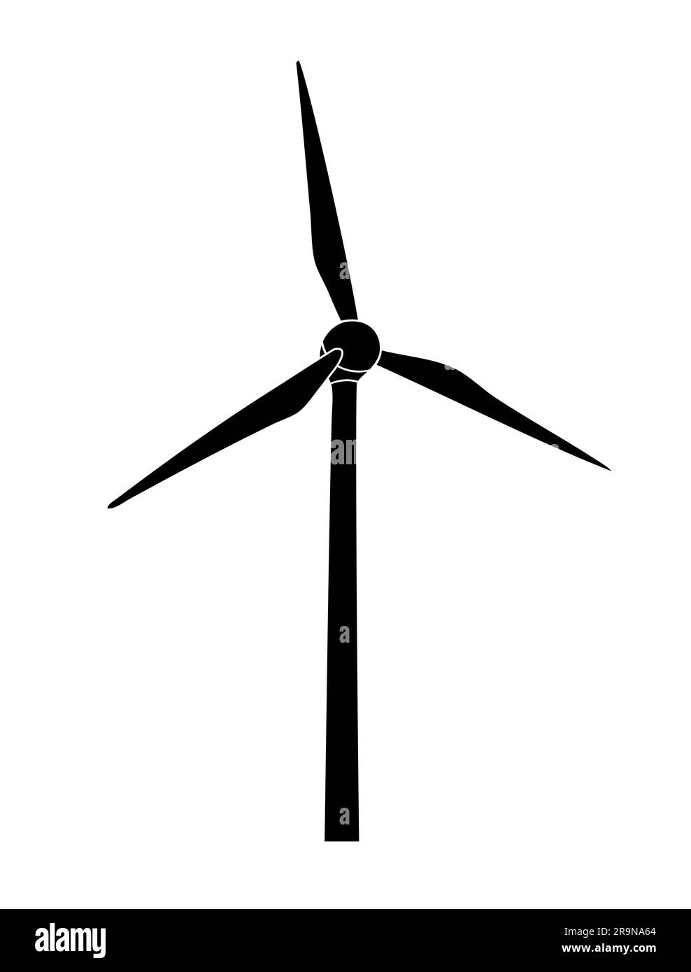 Vektordarstellung des schwarzen Symbols eines Windkraftwerks, isoliert auf Weiß. Konzept des Weltumwelttags, Rettet die Erde, Nachhaltigkeit, erneuerbare Winde Stock Vektor