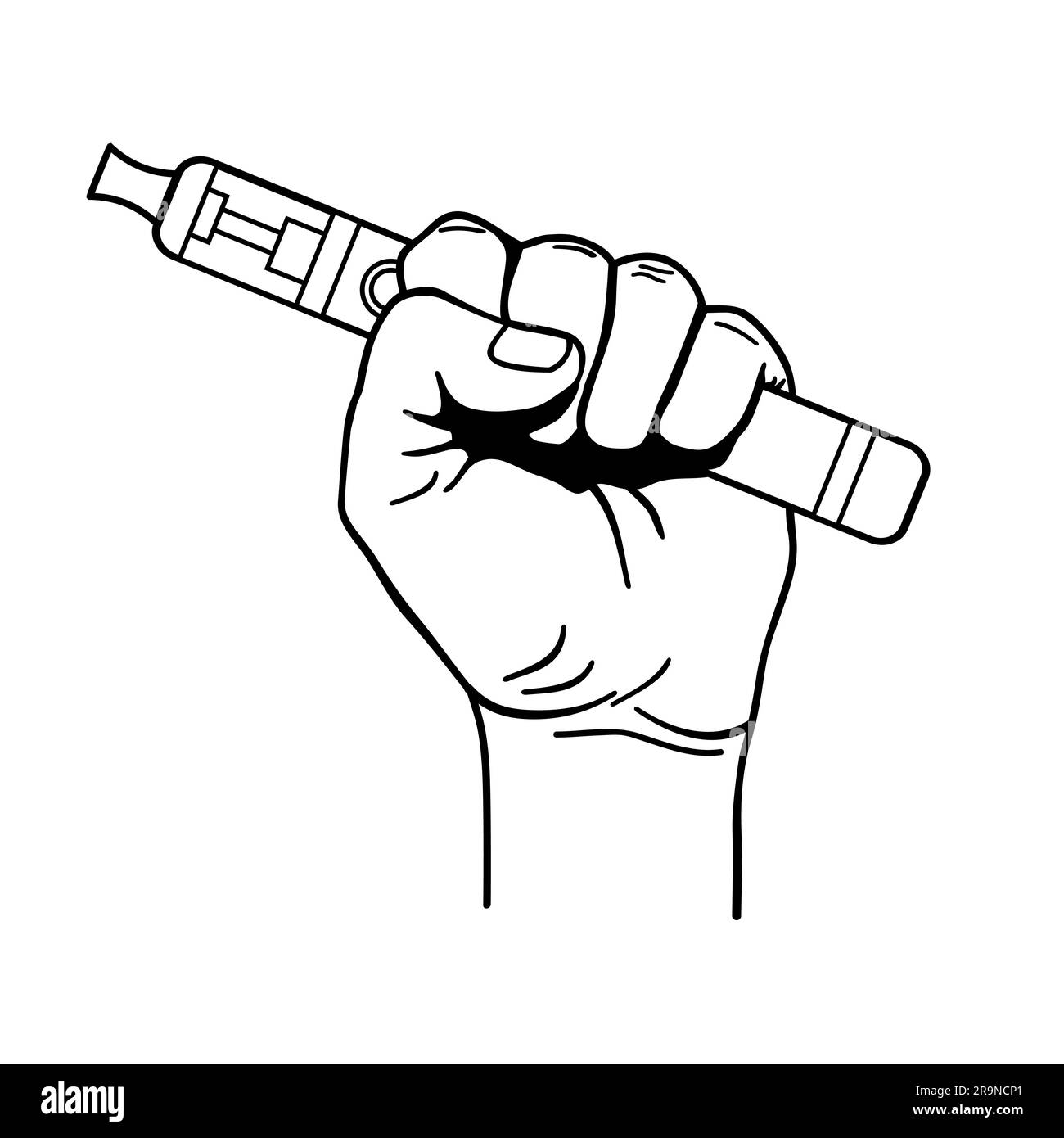 Flache Vektordarstellung mit elektrischem Handwerkzeug zum Verdampfen. Dampf, elektrische Zigarette, Verdampfer E-CIG-Symbol. Stock Vektor