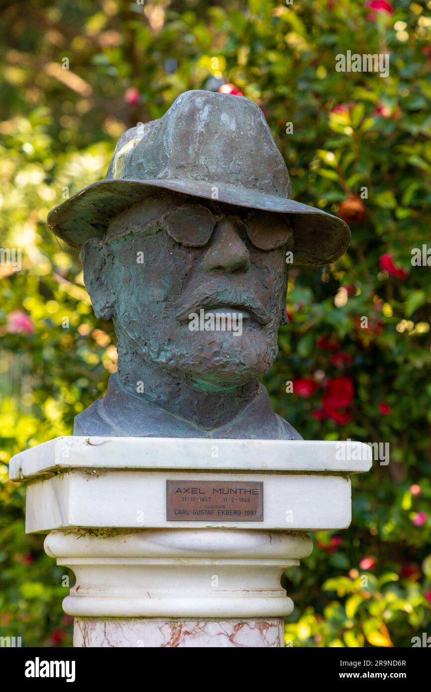 Statue von Axel Munthe, Villa San Michele, Capri, Kampanien, Italien, Südwesteuropa Stockfoto Statue von Axel Munthe, Villa San Michele, Capri, Kampanien, Italien, Südwesteuropa Stockfoto
