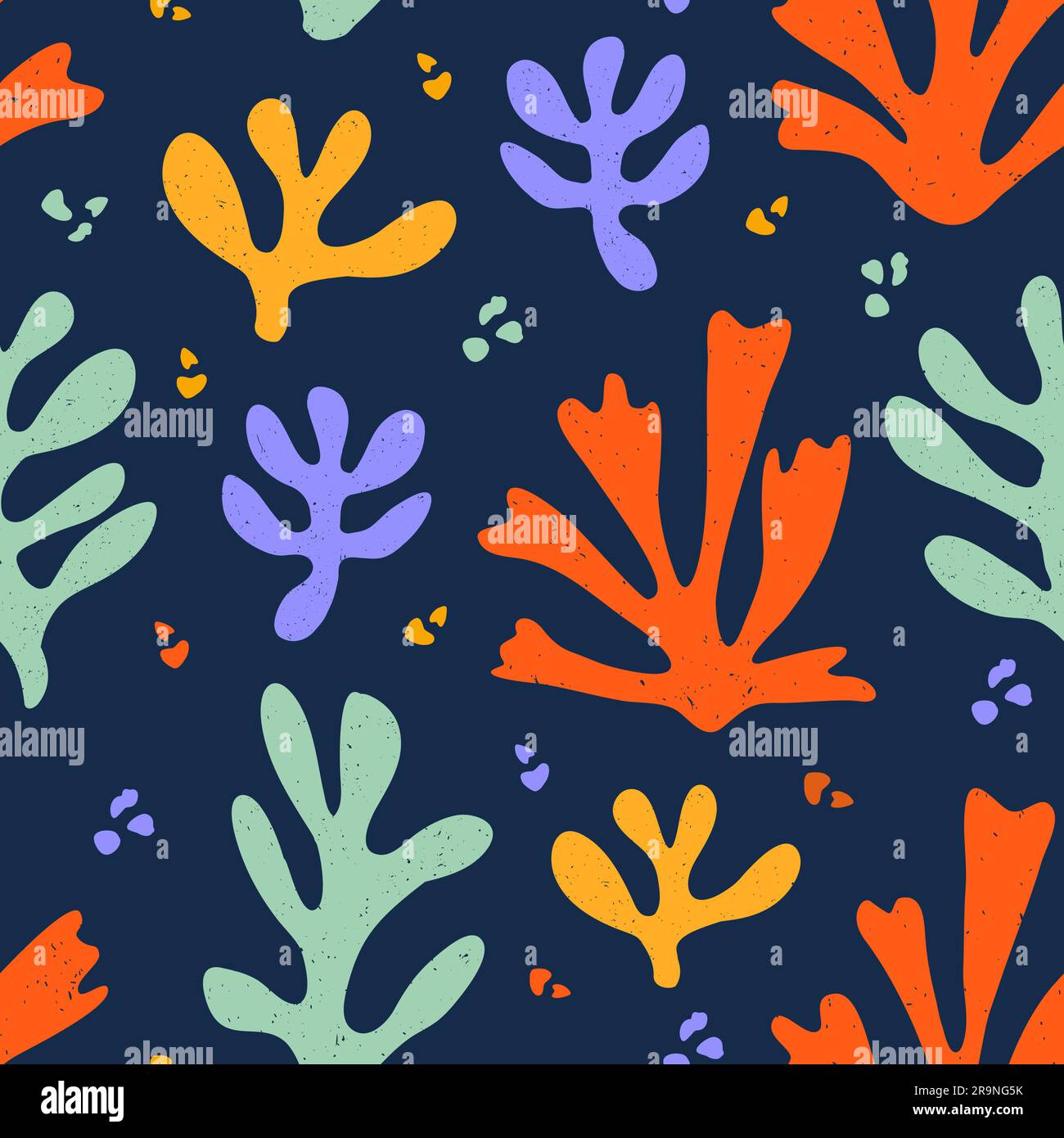 Vector modernes nahtloses Muster mit ästhetisch gezeichneten abstrakten Blättern und flüssigen Formen. Von Creative Matisse inspiriertes Blumenmuster. Childi Stock Vektor