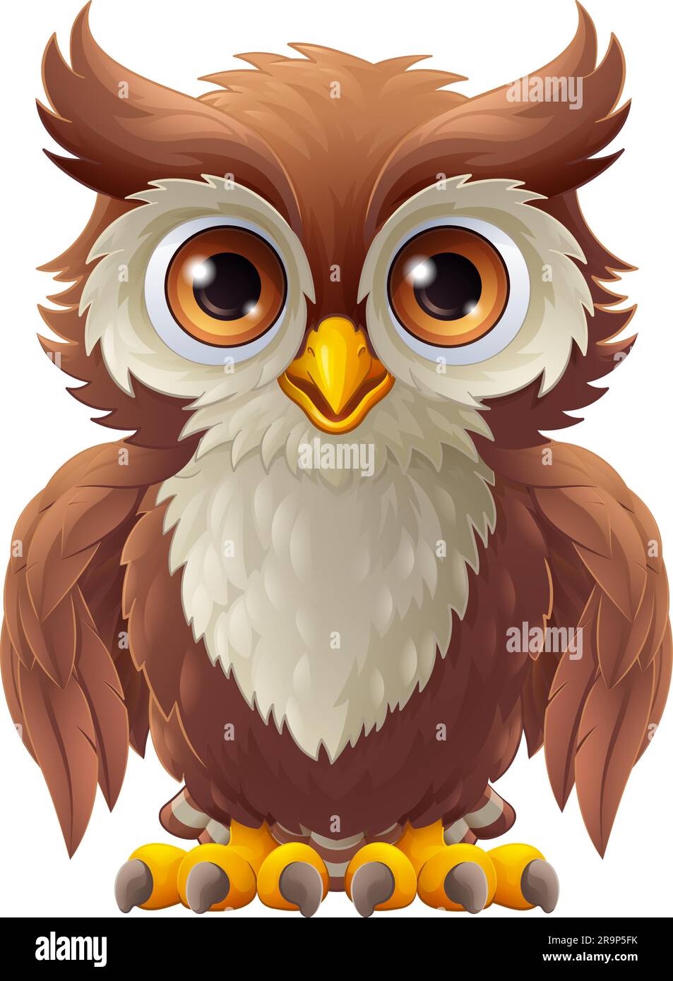 Owl-Wise-Old-Bird-Cartoon Stock Vektor