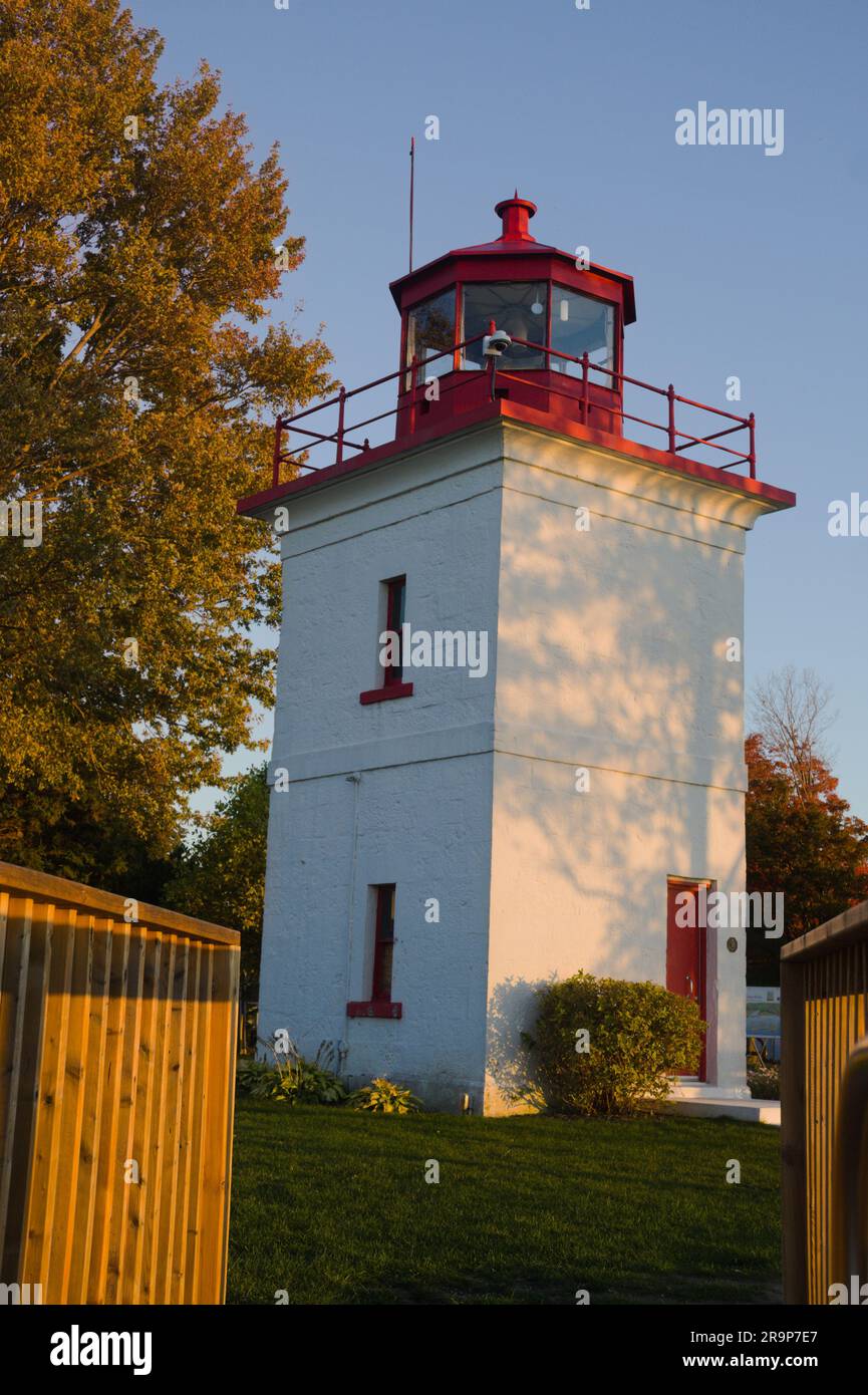 Goderich historischer Leuchtturm bei Sonnenuntergang Stockfoto