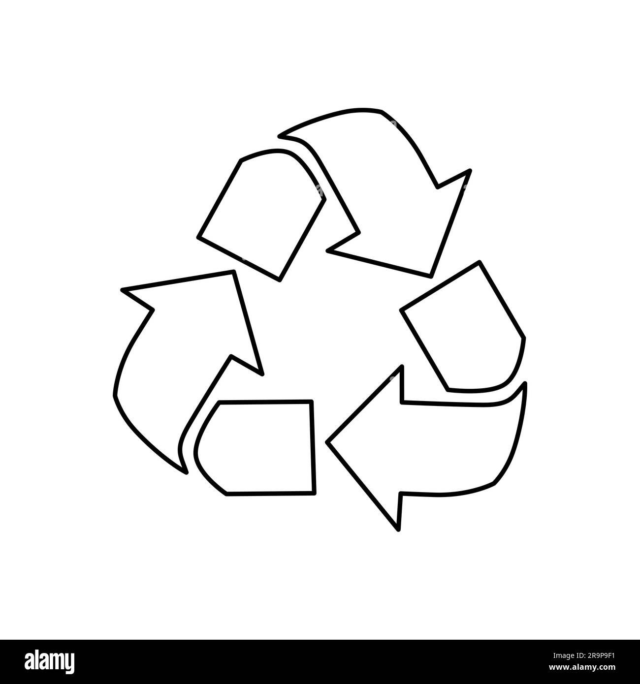 Symbol, Symbol oder Emblem für Vektorwiederherstellung isoliert auf weißem Hintergrund. Schild „Reduce, Reuse, Recycle“ mit für ein ökologisches Abfallvermeidungskonzept und einen umweltfreundlichen Lifestyle Stock Vektor