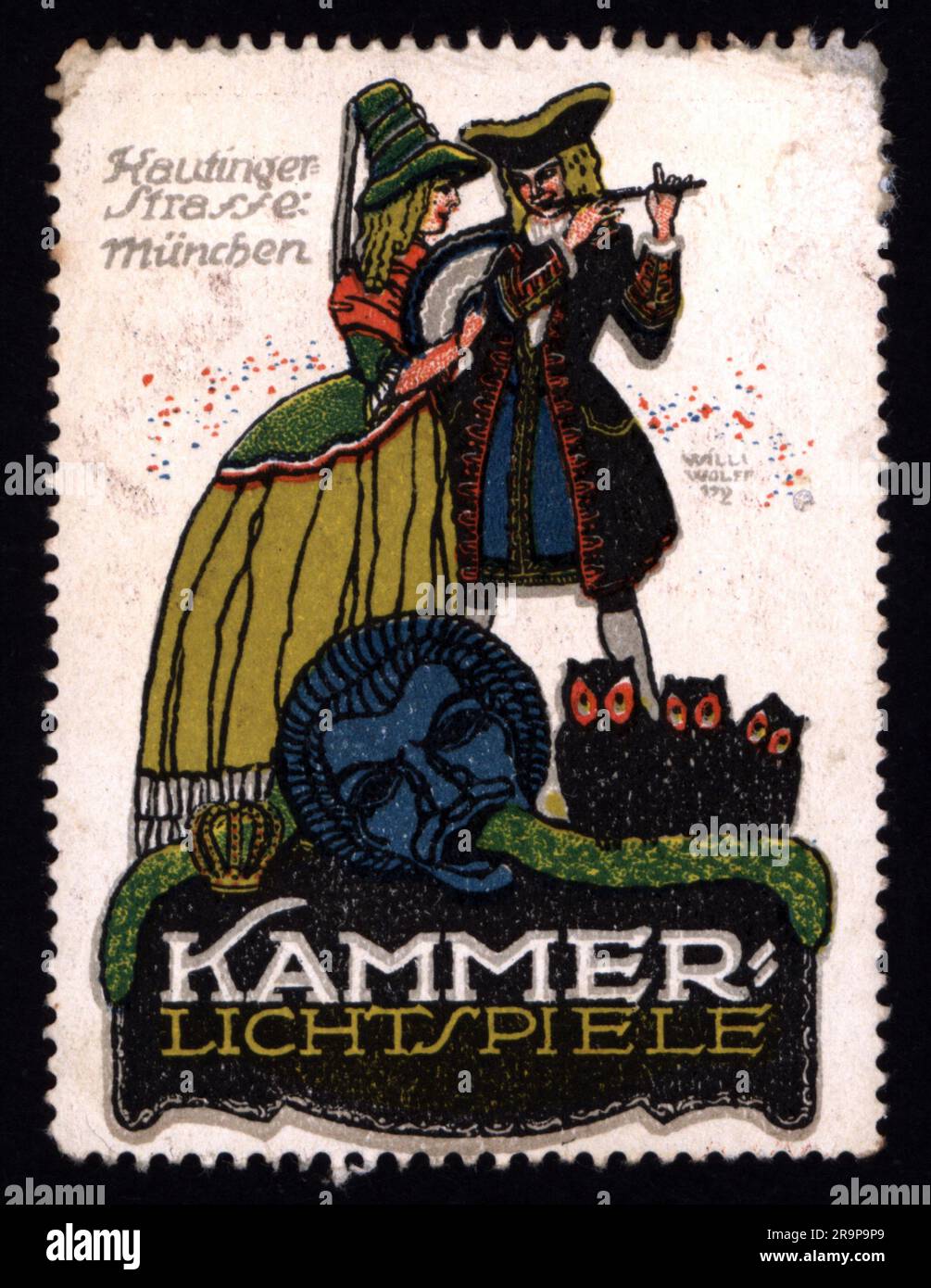 Werbung, Film, Kinos, Kammer-Lichtspiele, München, Posterstempel, circa 1910, ZUSÄTZLICHE-RECHTE-FREIGABE-INFO-NICHT-VERFÜGBAR Stockfoto