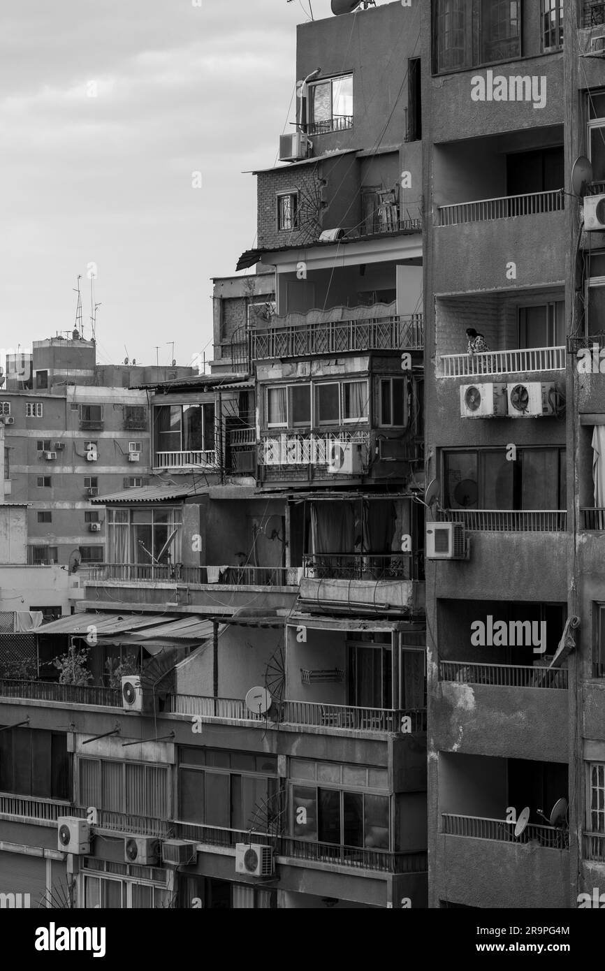 Große Apartmentgebäude in Kairo Stockfoto