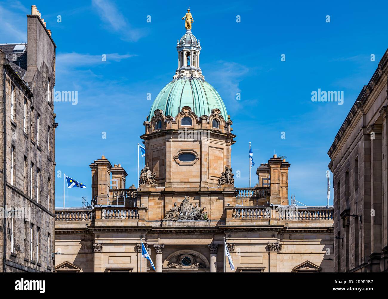 Domed Copper Spire, Lloyds Banking Group, Hauptquartier der Bank of Scotland, Edinburgh, Schottland, Großbritannien Stockfoto