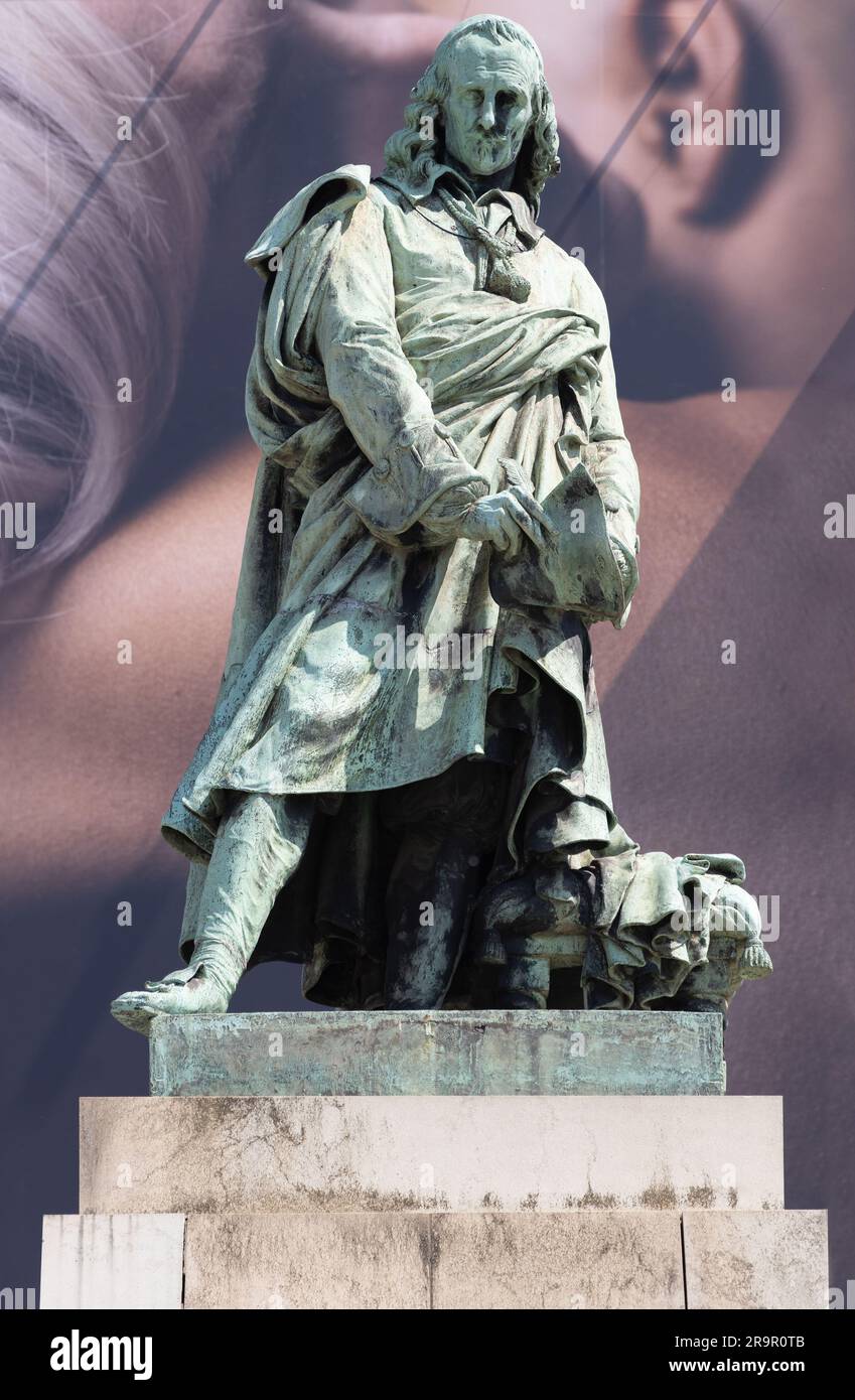 Statue des französischen Dramatikers Pierre Corneille vom französischen Bildhauer David d'Angers, 1834; in Rouen, Frankreich, Europa Stockfoto