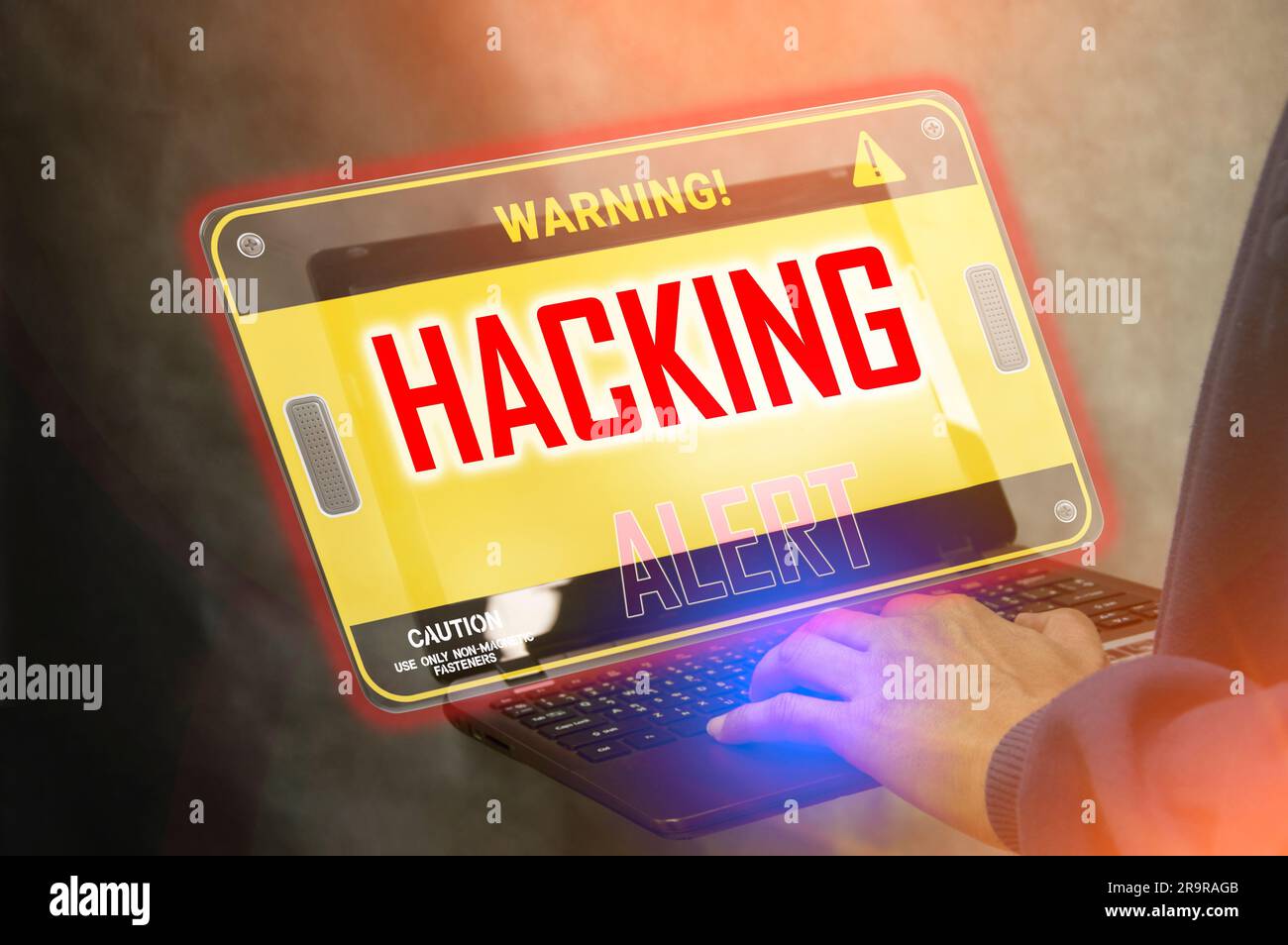 Konzept eines Ransomware-Angriffs auf Sicherheitsverstöße bei Hackern von Unternehmenscomputern Stockfoto