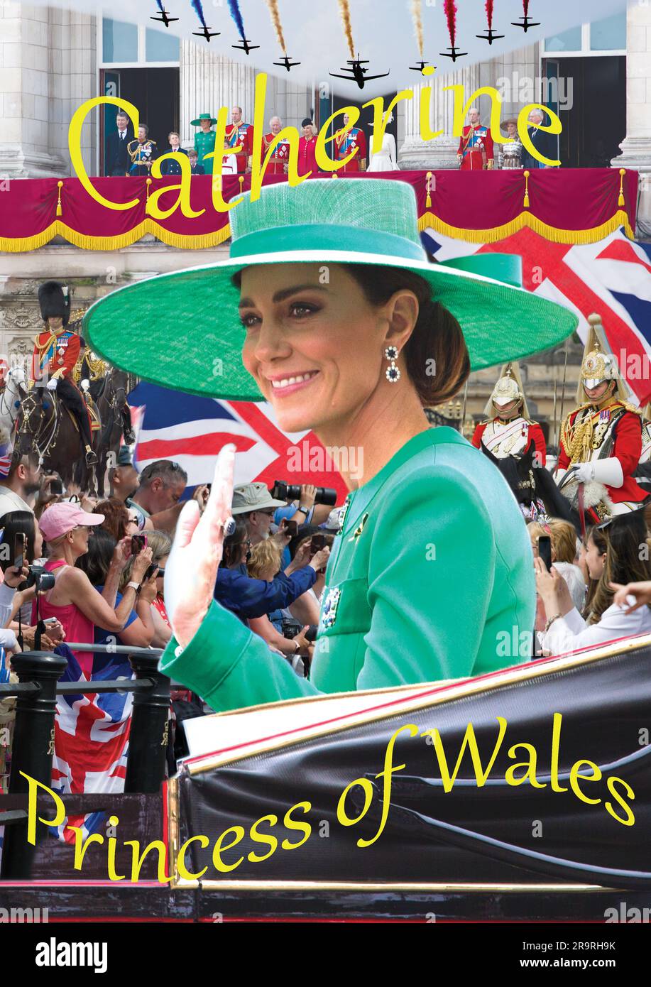 Montage von Catherine Princess of Wales, die die Farbe London trooping Stockfoto
