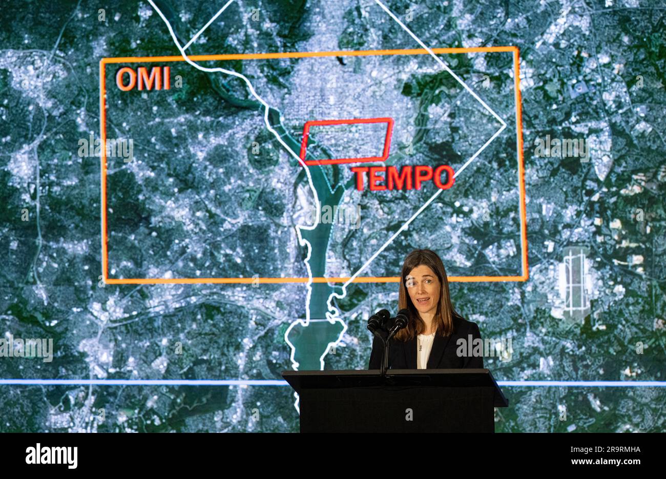 Caroline Nowlan berichtet über das TEMPO-Instrument der NASA, die erste Earth Venture Mission, die stündliche Luftverschmutzung von Mexiko-Stadt bis zu kanadischen Ölsanden, über den Atlantik bis zum Pazifik messen wird. Stockfoto