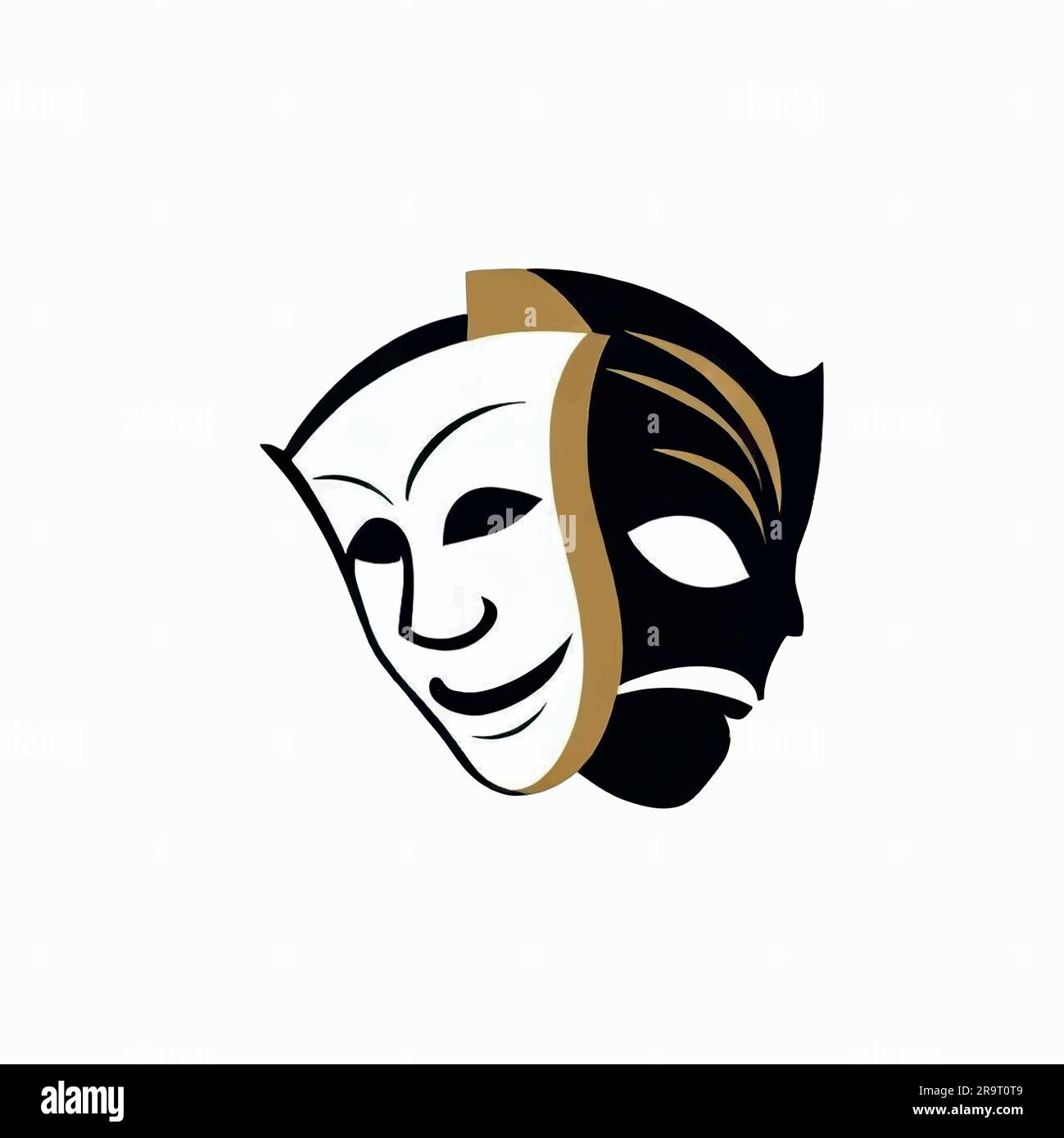 Illustration des Maskensymbols „Theater glücklich und wütend“ Stock Vektor
