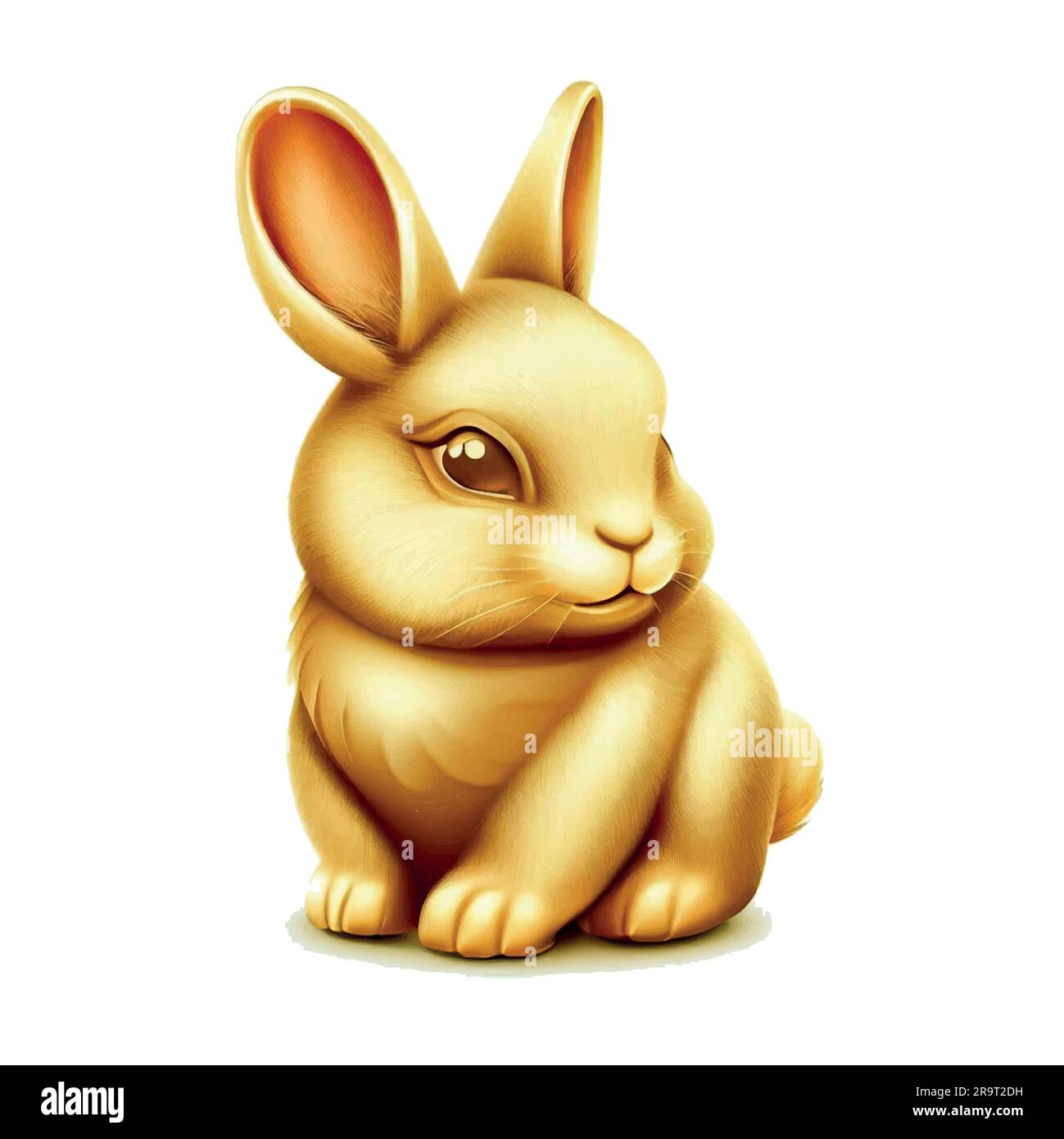 goldenes chinesisches Kaninchen isoliert auf weißem Hintergrund Symbol für das Jahr 2023 Stock Vektor