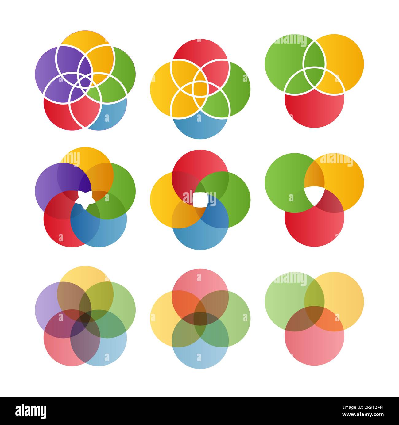 Satz von venn-Diagrammen Konzept Stock Vektor