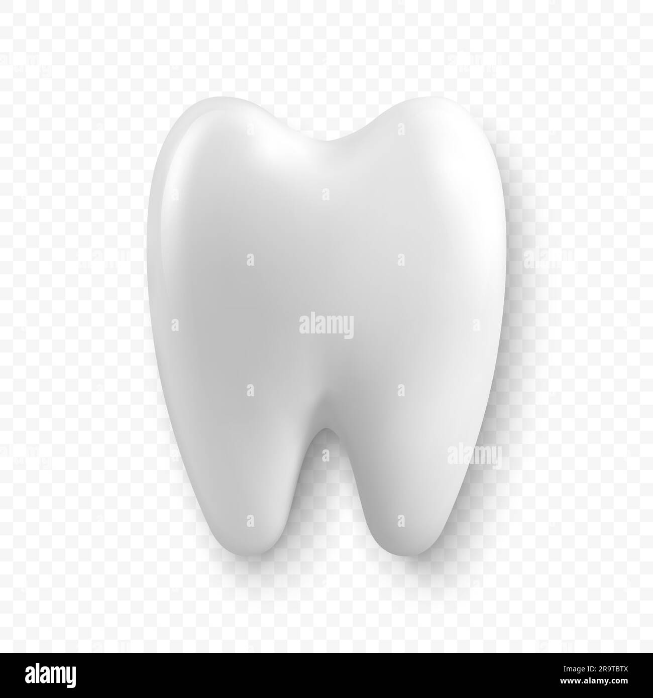 Vektor 3D realistischer Zahn. Zahnärztliche Inspektionsbanner, Plackard. Zahnsymbol Nahaufnahme Isoliert. Draufsicht, Vorderansicht. Medical, Dentist Design Template. Zahnärztlich Stock Vektor