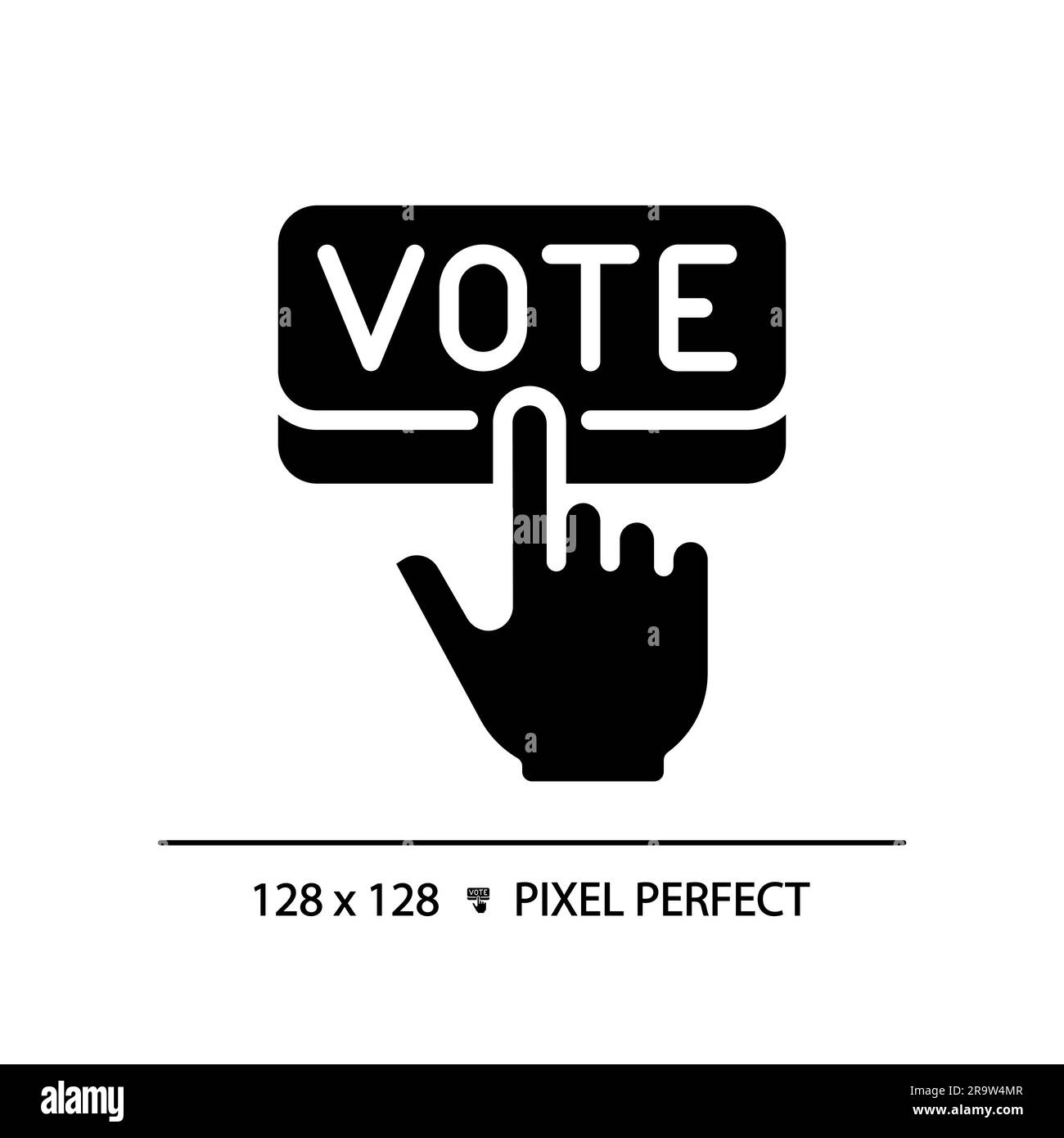 2D Pixel Perfect Hand-Voting-Symbol im Stil einer Glyphe Stock Vektor