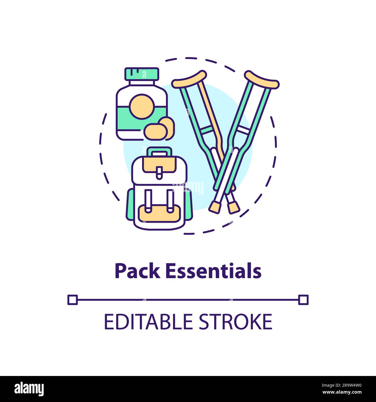 Symbol für das Konzept „Pack Essentials“ Stock Vektor