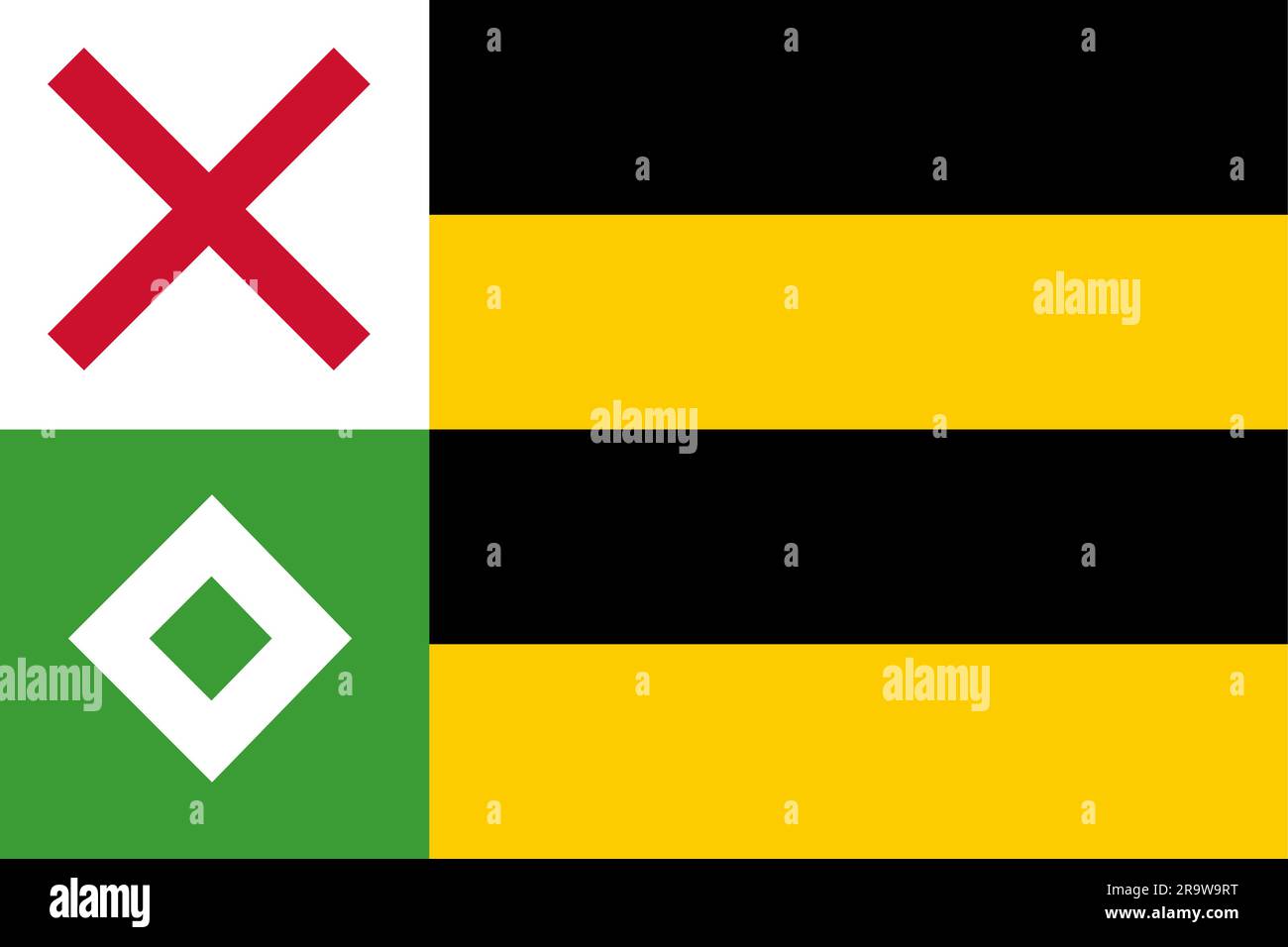 Flagge der Gemeinde Moerdijk (Nordbrabant oder Provinz Noord-Brabant, Königreich der Niederlande, Holland) Stock Vektor