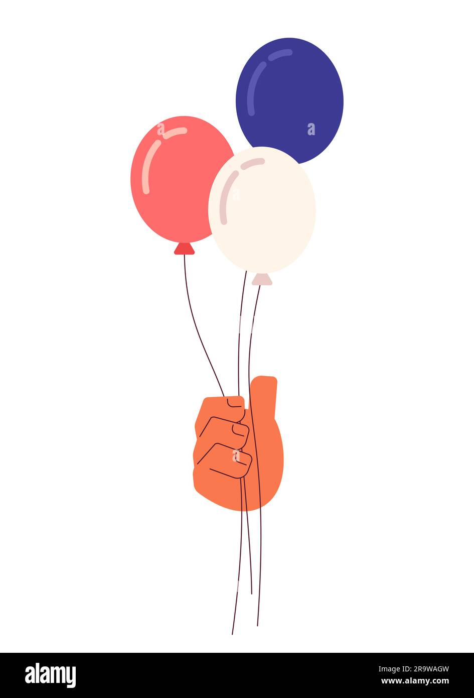 Juli 4. Ballons mit halbflacher, farbenfroher Vektorhand Stock Vektor