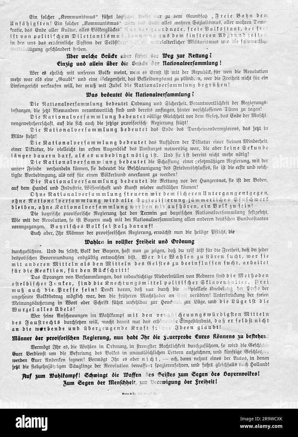 Deutsche Revolution 1918 - 1919, antikommunistischer Handzettel, "Soldat, wofür kämpfen Sie?", ZUSÄTZLICHE-RECHTE-FREIGABE-INFO-NICHT-VERFÜGBAR Stockfoto