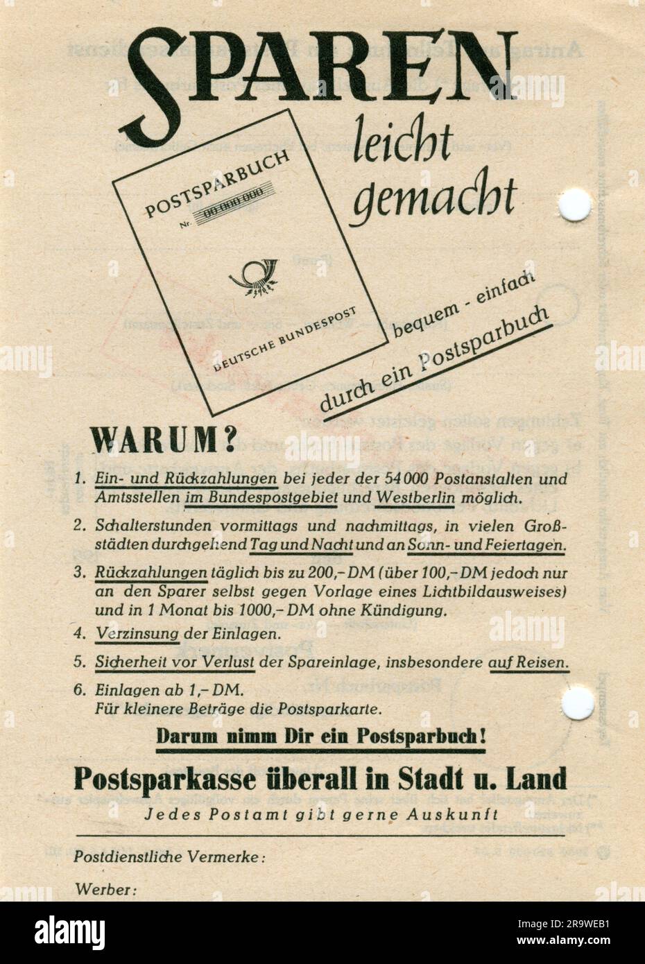 Post, Formular, deutsche Bundespost, ZUSÄTZLICHE-RECHTE-FREIGABE-INFO-NICHT-VERFÜGBAR Stockfoto