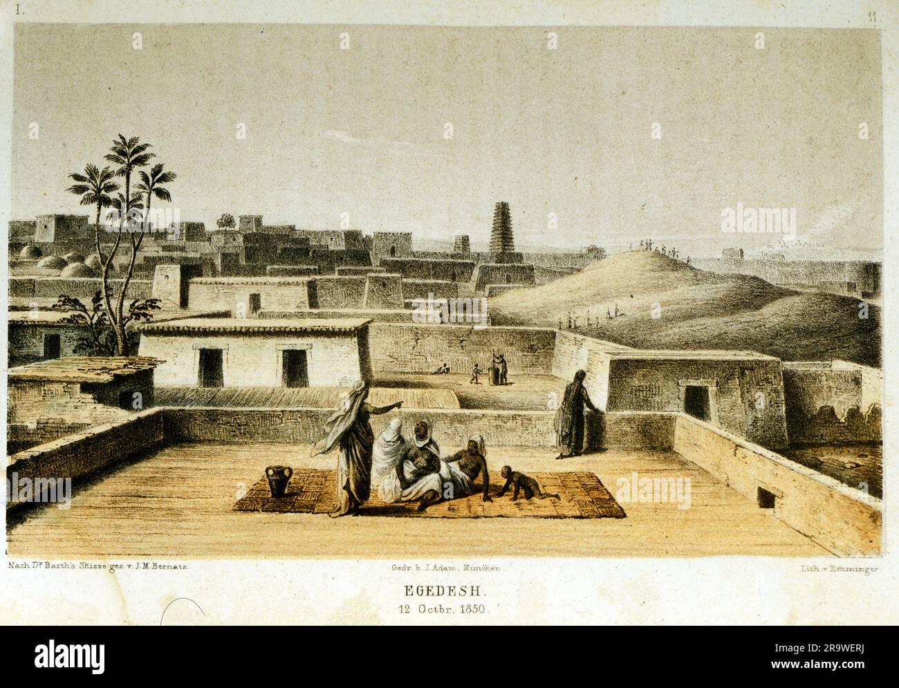Geografie / Reise, Niger, Agadez, Stadtblick vom Dach eines Hauses, 12.10.1850, ZUSÄTZLICHE-RECHTE-FREIGABE-INFO-NICHT-VERFÜGBAR Stockfoto