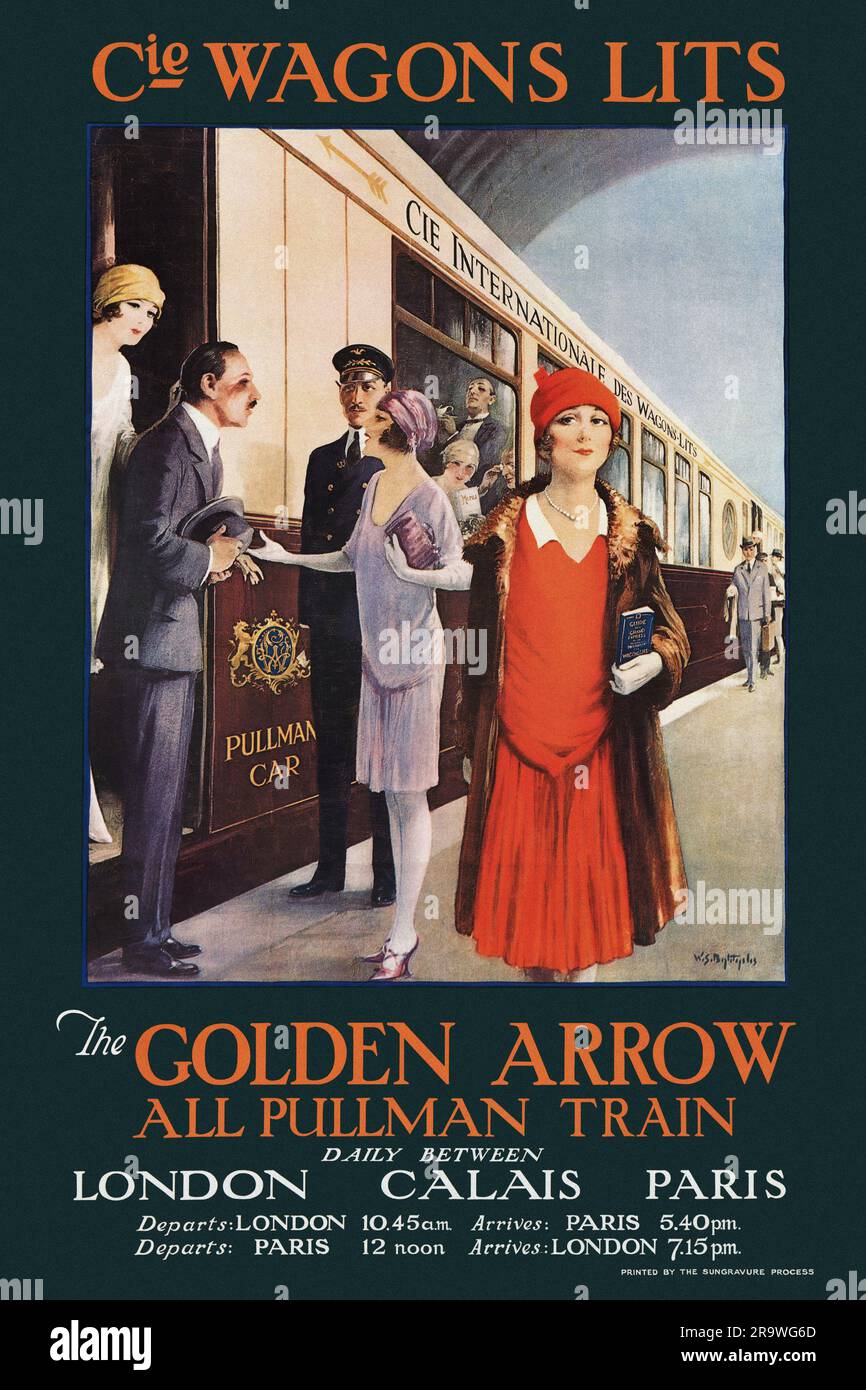 Der Golden Arrow All Pullman Zug. Täglich zwischen London, Calais, Paris von William Spencer Bagdatopoulos (1888-1965) - bearbeitet Stockfoto