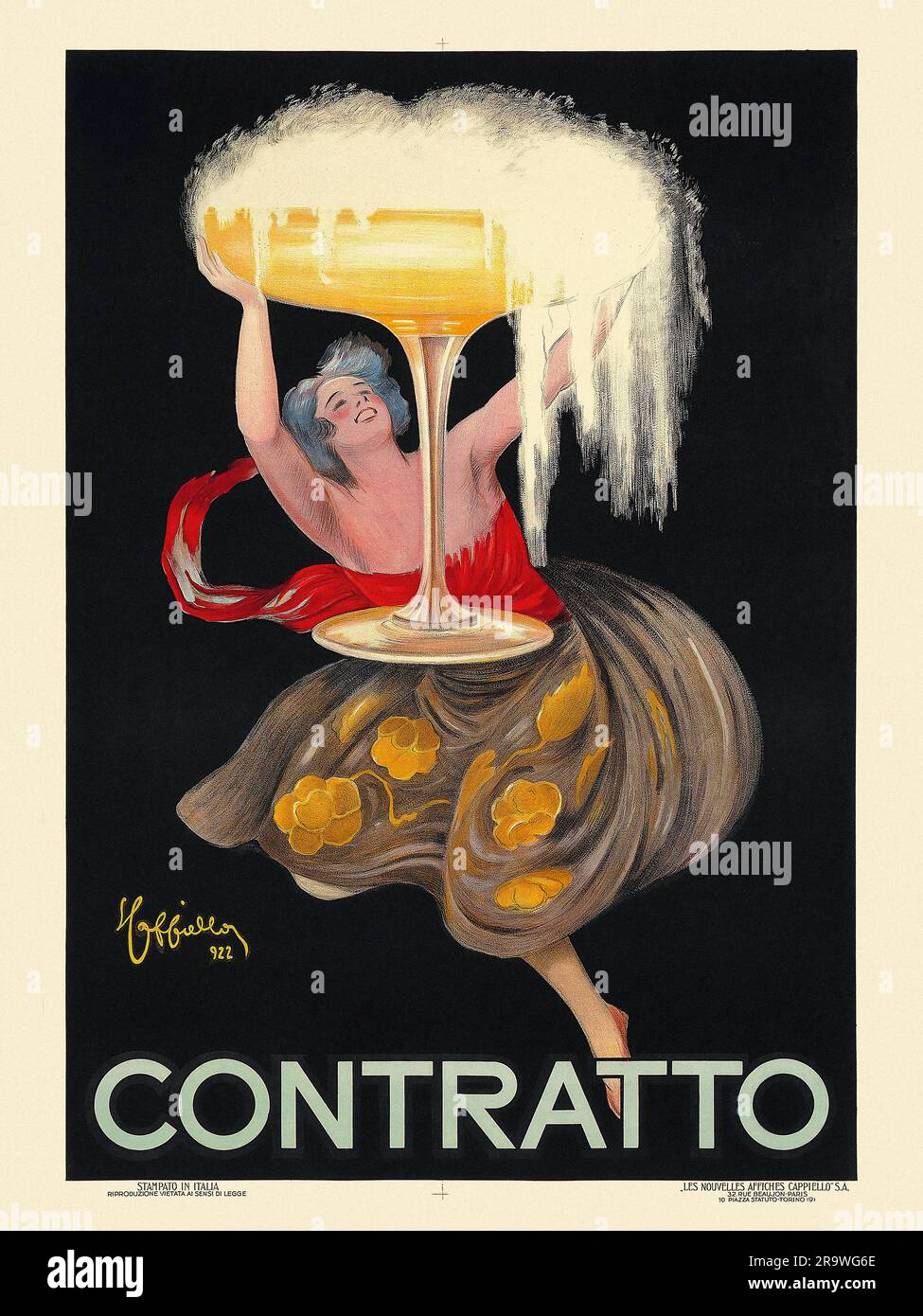 Contratto von Leonetto Cappiello (1875-1942). Poster wurde 1922 in Frankreich veröffentlicht. Stockfoto