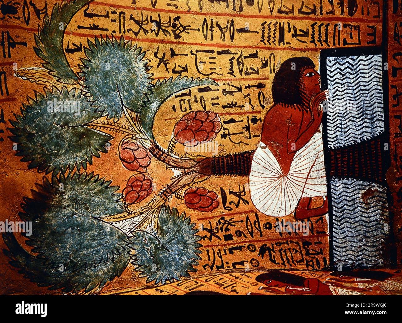 Bildende Künste, Ägypten, Malen, verstorbene Amen-Nacht trinkt das Wasser des Lebens, um 1200 v. Chr., Grab 218, DAS URHEBERRECHT DES KÜNSTLERS MUSS NICHT GEKLÄRT WERDEN Stockfoto