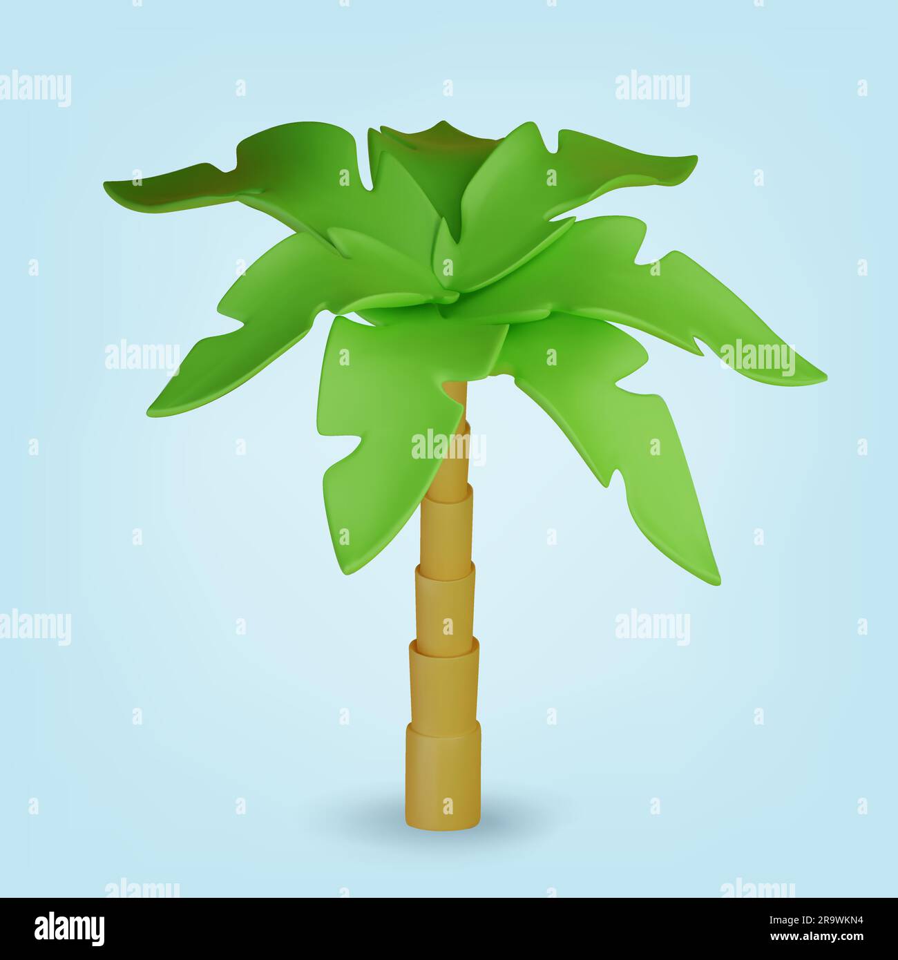3D Palme . Realistischer Baum auf blauem Hintergrund. Vektordarstellung. Stock Vektor