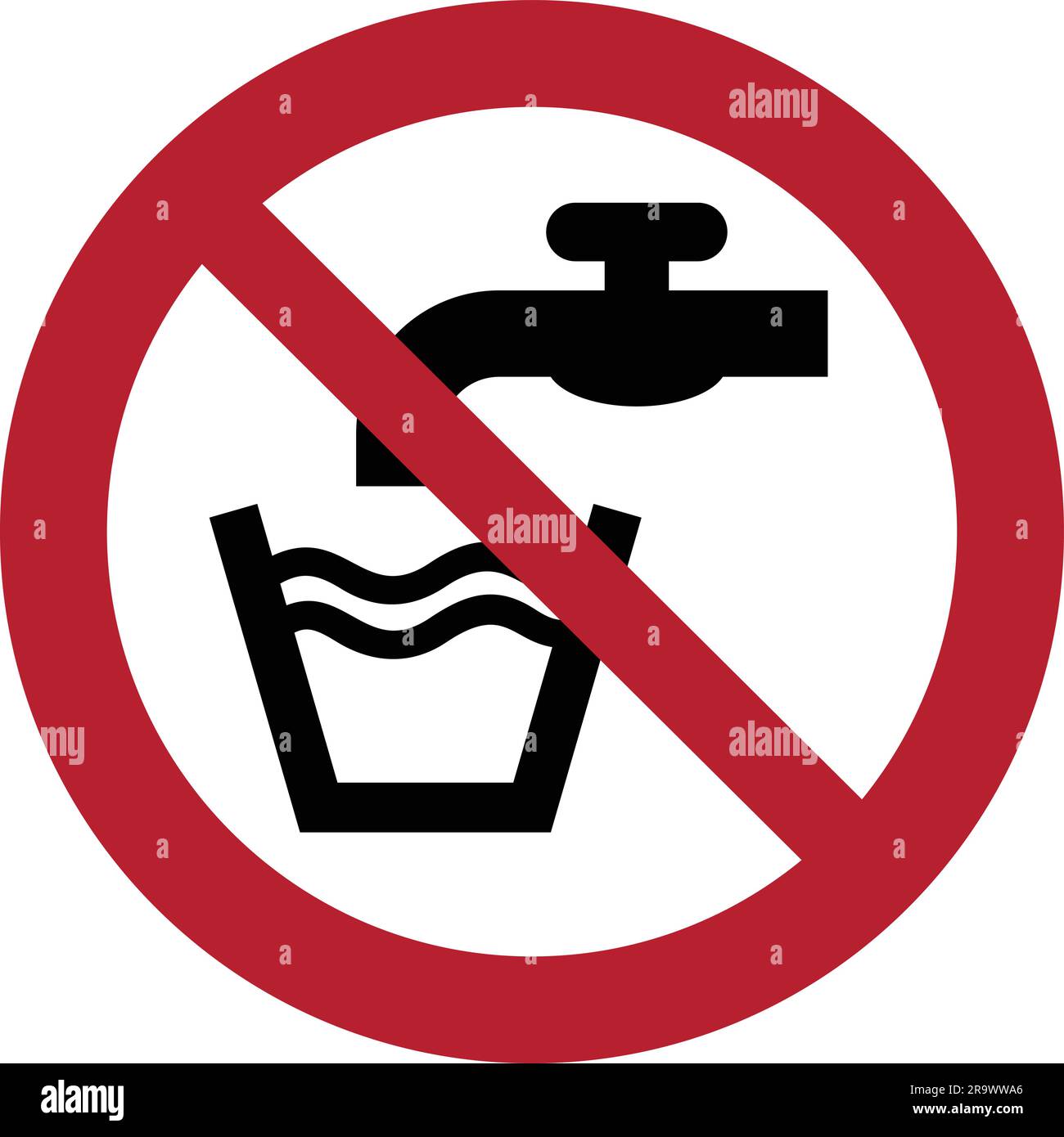 ISO 7010 P005 – kein Trinkwasser. Kein Trinkwasser, Verbotsschild. Schild „kein Wasser trinken“, Vektordarstellung. Stock Vektor