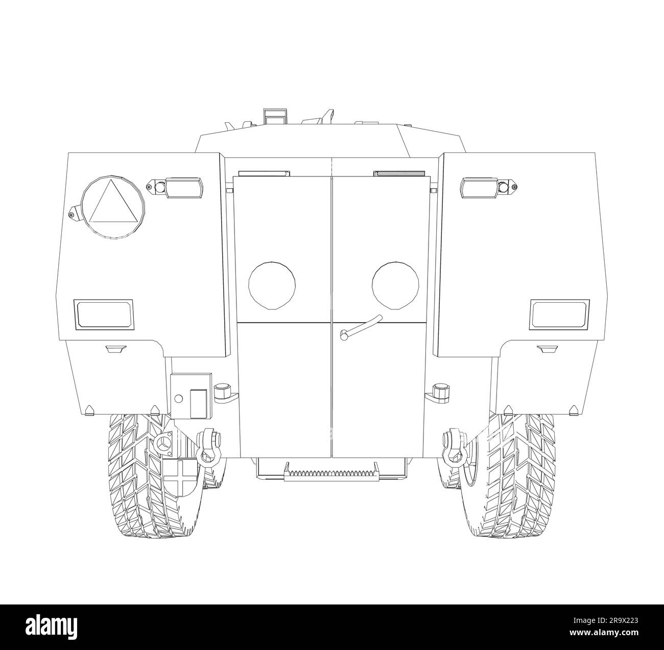 Armored-Truppentransporter. Zeichnung von Militärmaschinen-Vektorbildern. BTR. Stock Vektor