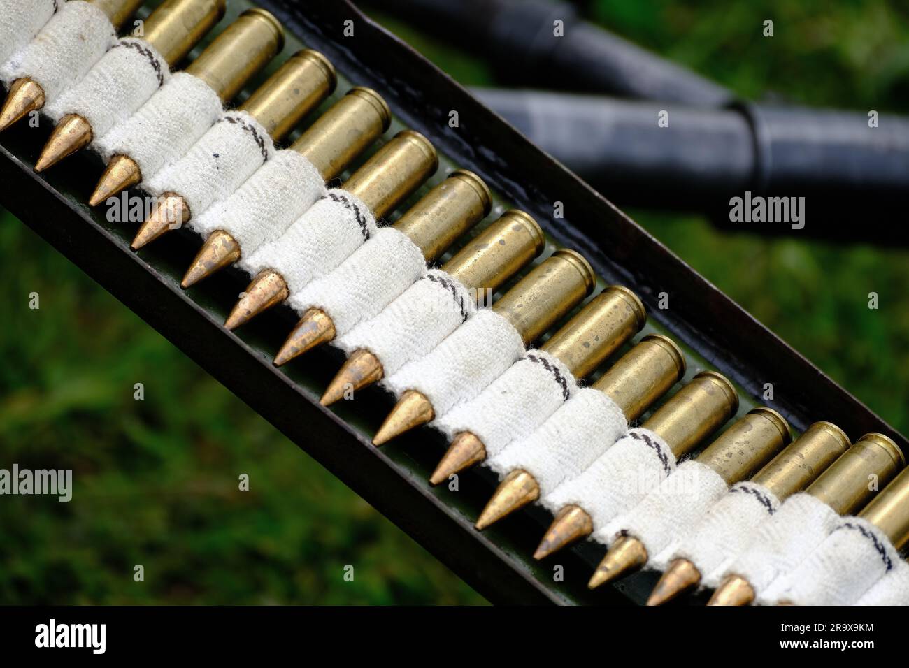 Die M1919 Browning ist eine mittelgroße .30-mm-Maschinenpistole, die im 20. Jahrhundert weit verbreitet war. Stockfoto