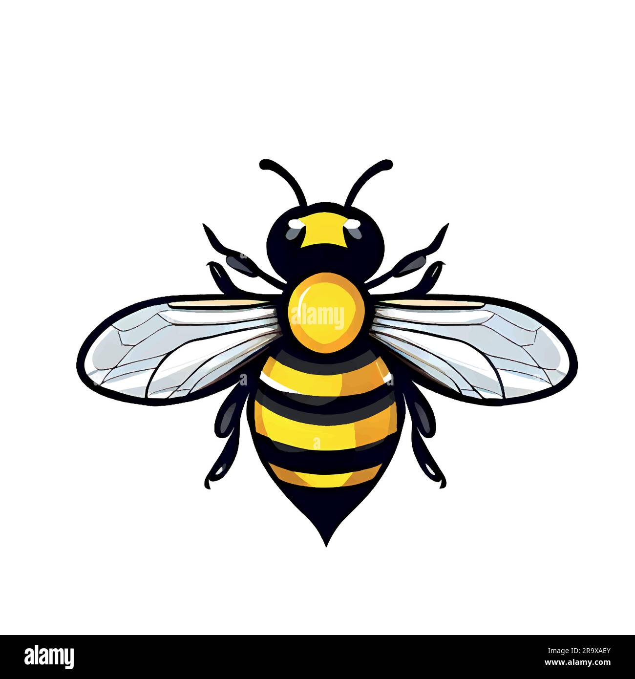Bienenmotiv, Bienenlogo auf weißem Hintergrund. Biene auf weißem Hintergrund. Vektordarstellung einer Biene auf weißem Hintergrund. Stock Vektor