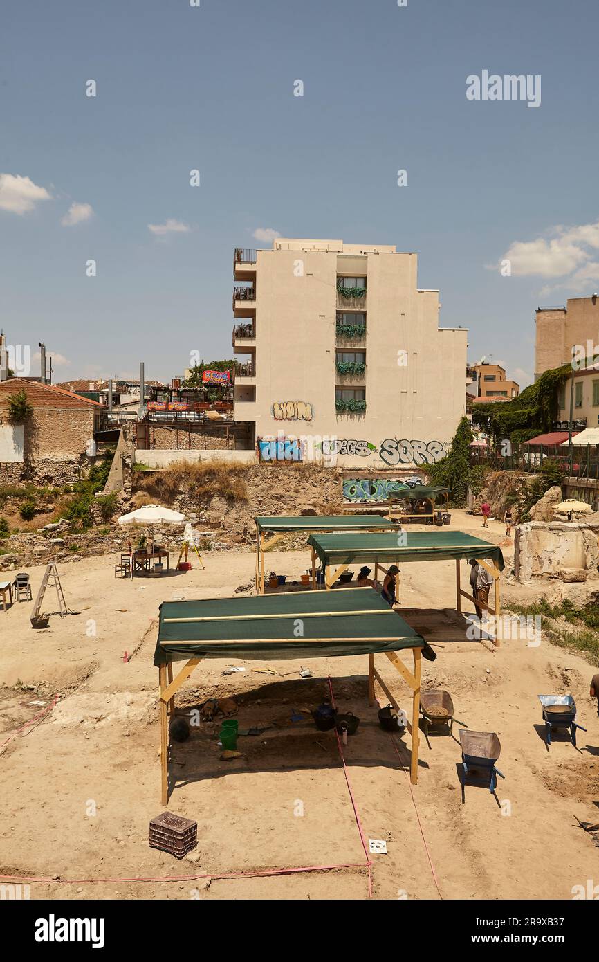 Stoa Poikile-Ausgrabungen in der Athener Agora Stockfoto