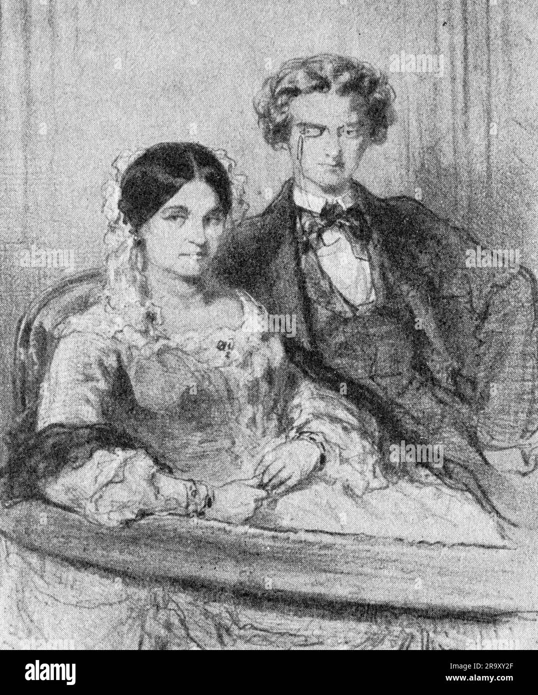 Theater/Theater, Publikum, Paar, das „Phaedra“ im Theatre Francais verfolgt, Lithograf, KÜNSTLER-COPYRIGHT MUSS NICHT BESTÄTIGT WERDEN Stockfoto