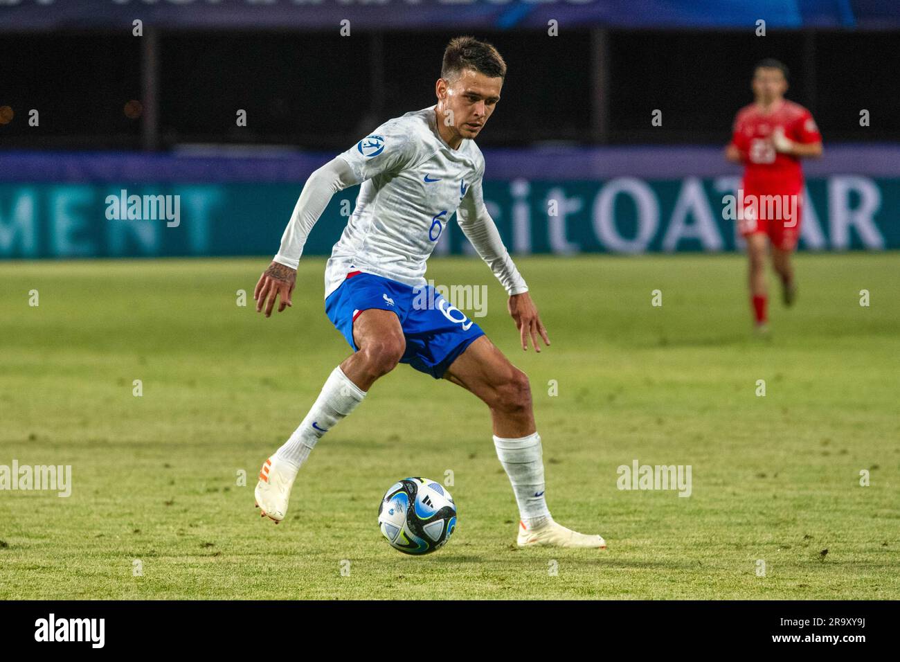 Enzo Le-Gebühr von France U21 während der dritten Qualifikationsrunde der UEFA-Fußball-Europameisterschaft 2023 bei der Schweiz U21 gegen Frankreich 21 U21 im Stockfoto